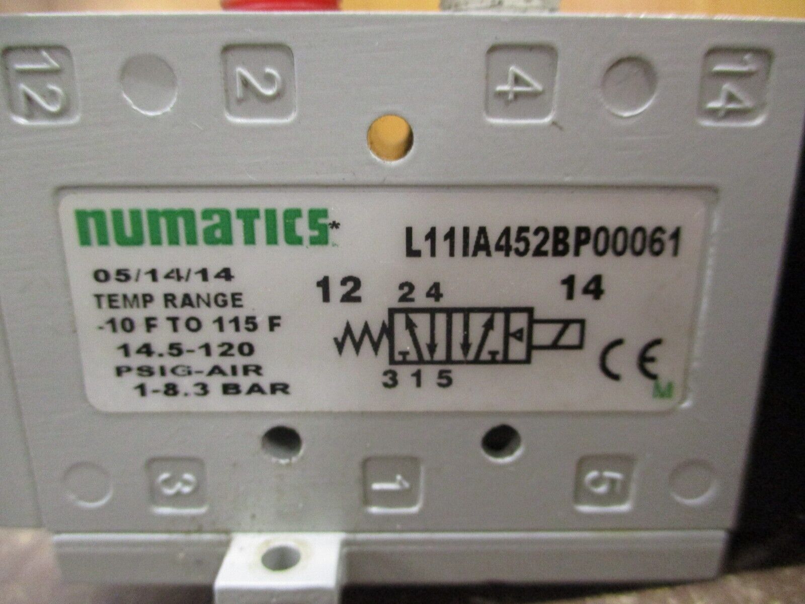 Numatics Solenoid Air Control Valve L11IA452BP00061 14.5-120PSIG -10-115°F Used