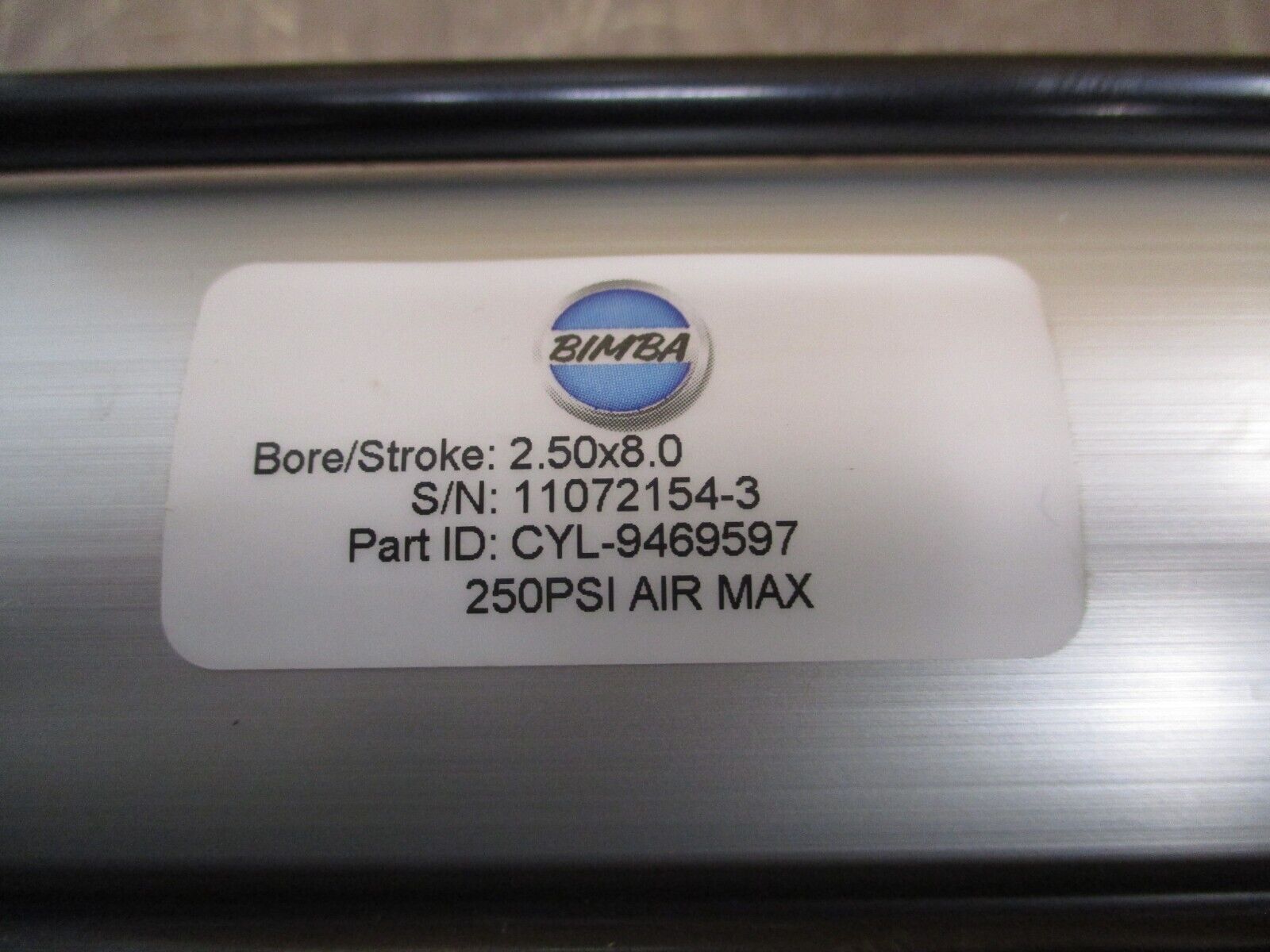 Bimba Pneumatic Air Cylinder CYL-9469597 250PSI Bore/Stroke: 2.5x8 *No Box*