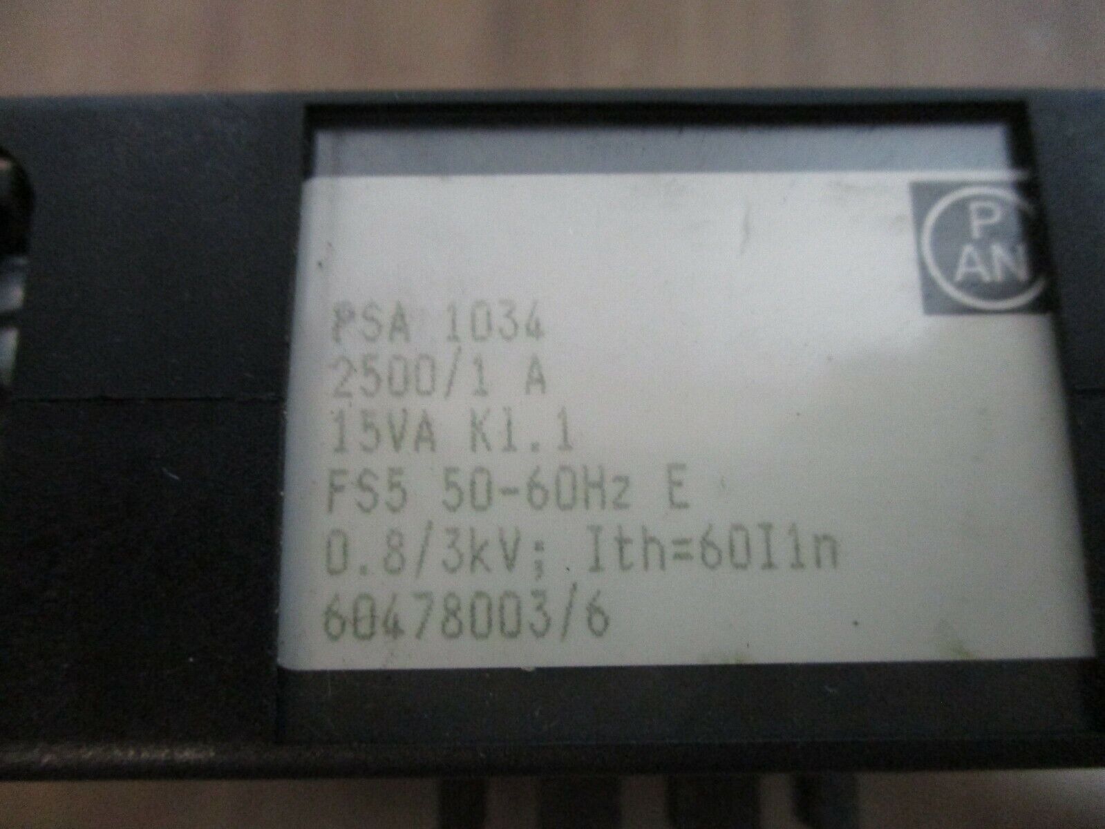 Efen Current Transformer PSA 1034 Ratio 2500:1A 15VA 50-60Hz Used