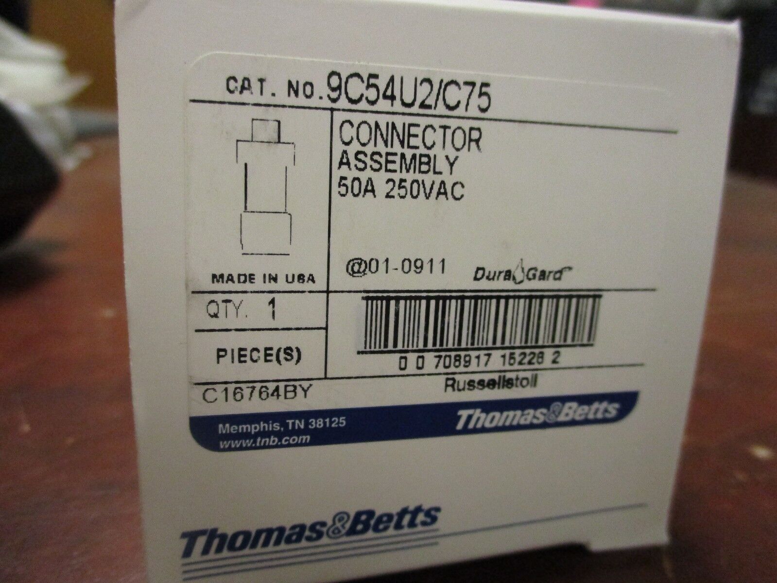T&B Connector Assembly 9C54U2/C75 50A 250VAC New Surplus