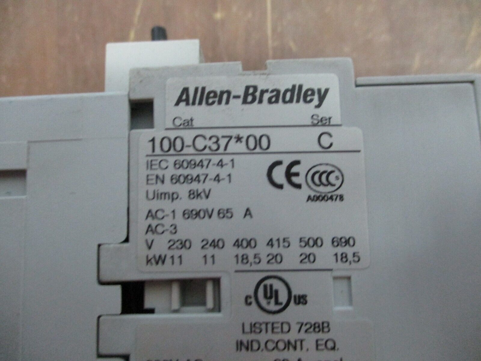 Allen-Bradley Contactor 100-C37*00 Ser C 120V Coil 60A 600V w/ Aux Contact Block