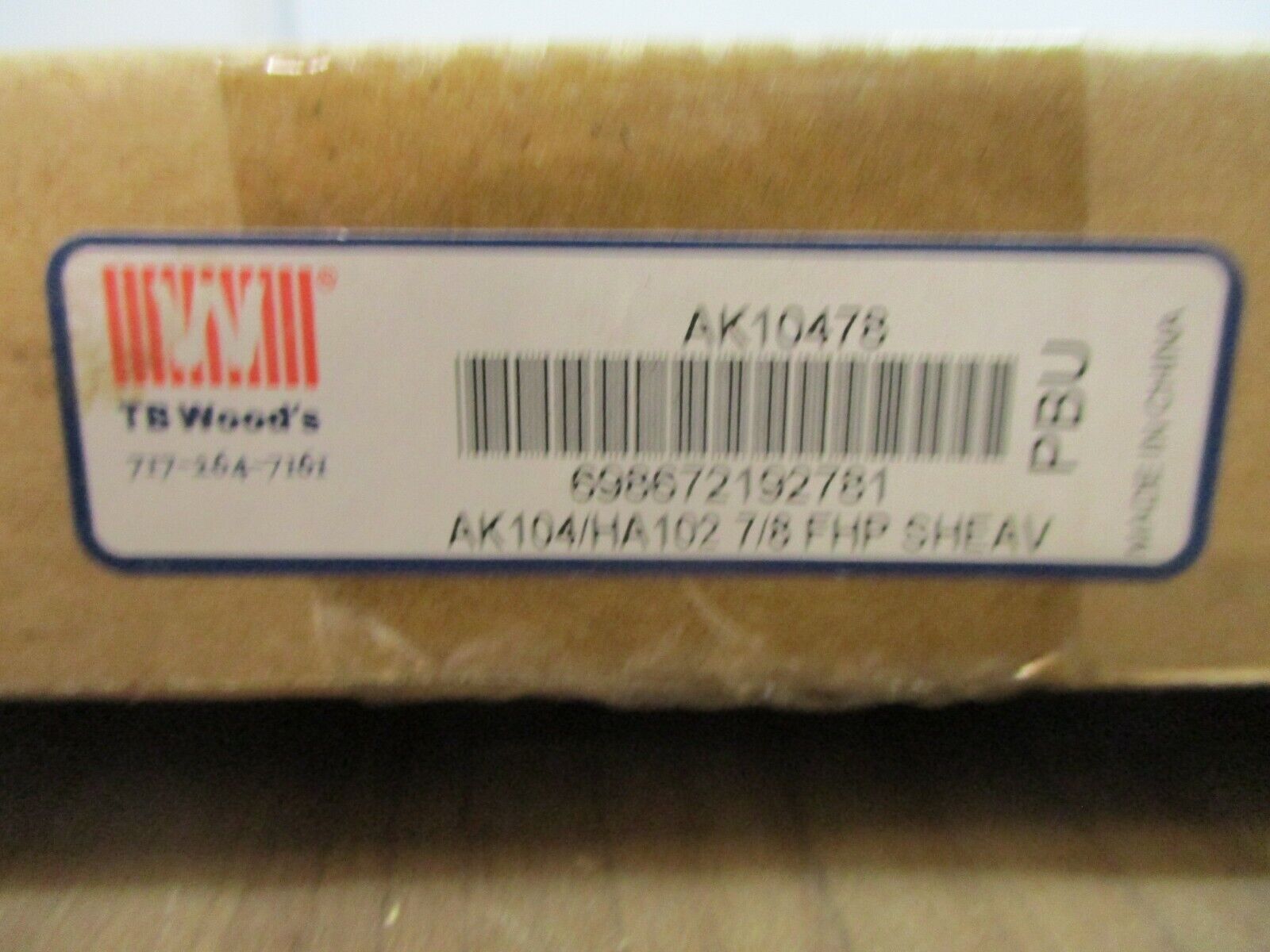 TB Wood's Sheave AK10478 7/8" New Surplus