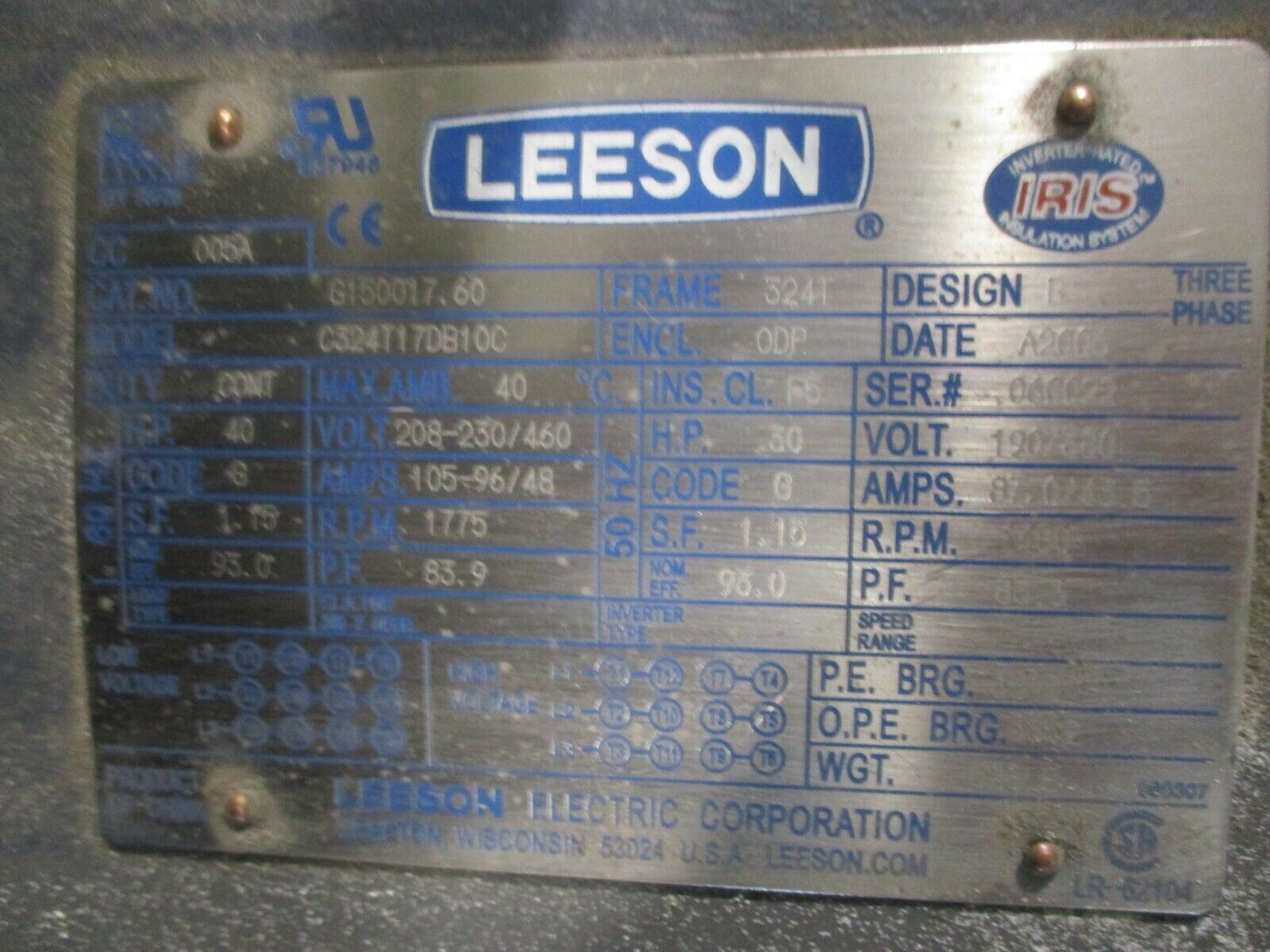 Georator No Brush Generator 37-192 25KVA 40Hz Used