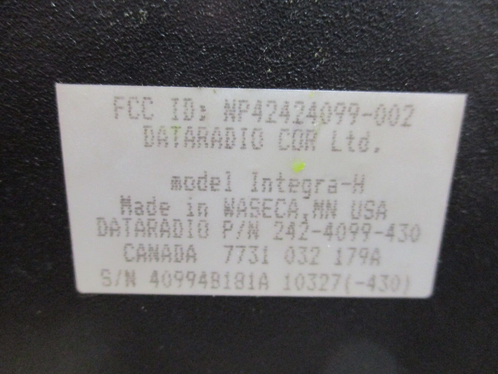 Dataradio Integra-H Wireless Modem 242-4099-430 902-928MHz Frequency Hopping