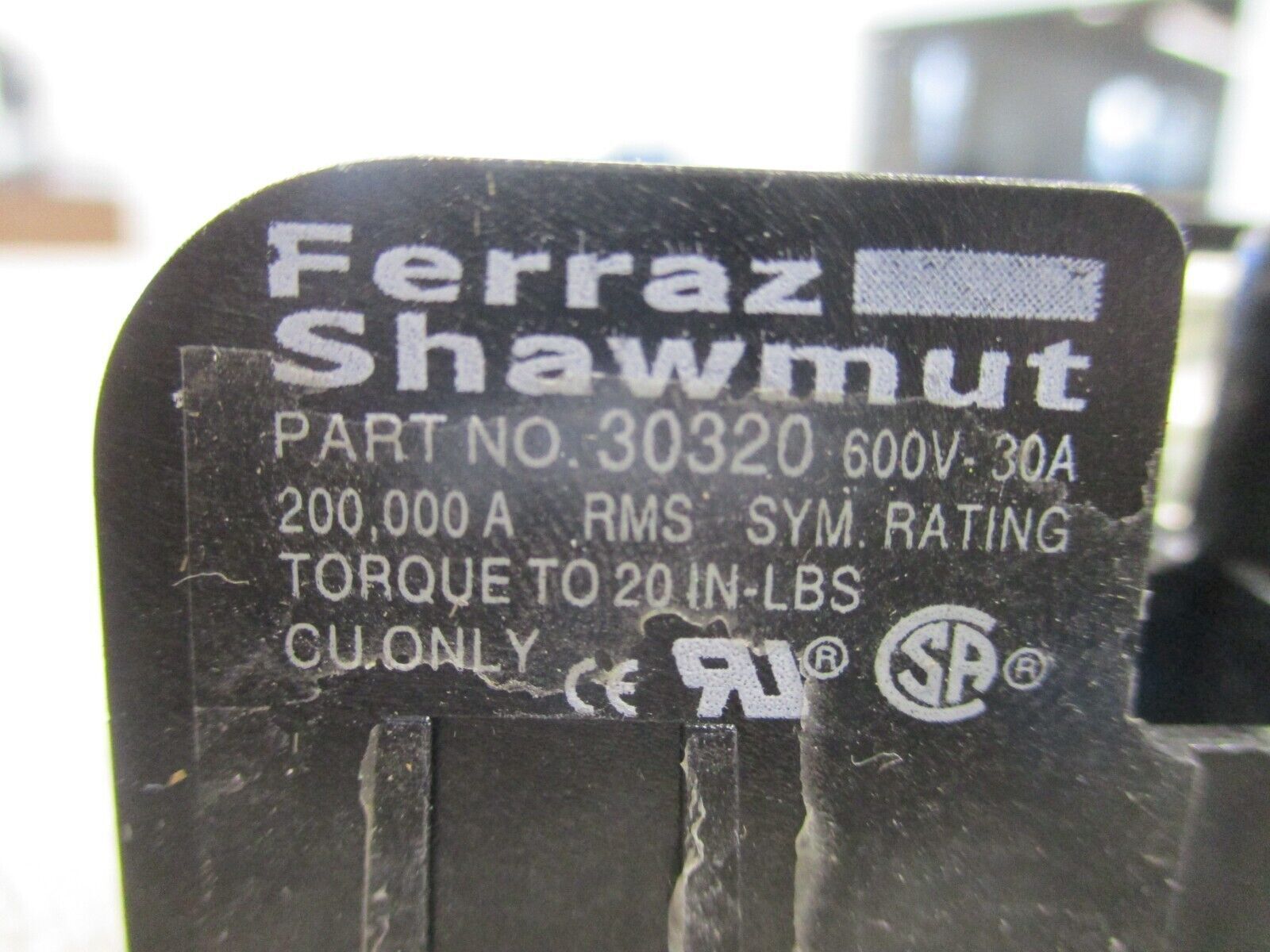 Ferraz Shawmut Fuseblock 30320 30A 600V 6P Used
