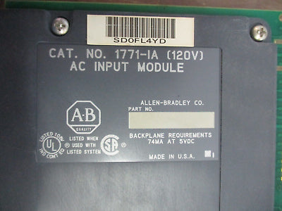 Allen-Bradley AC Input Module 1771-IA 120V *Broken Corner* Used
