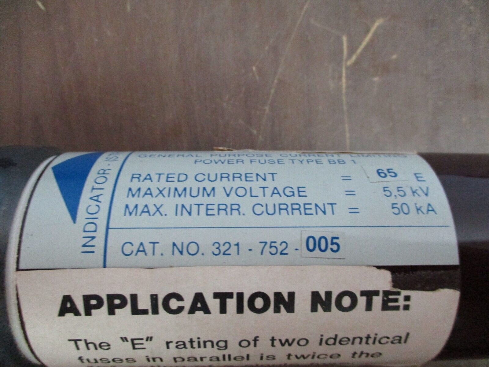 BBC Type BB1 Fuse 321-752-005 65E 5.5kV Used