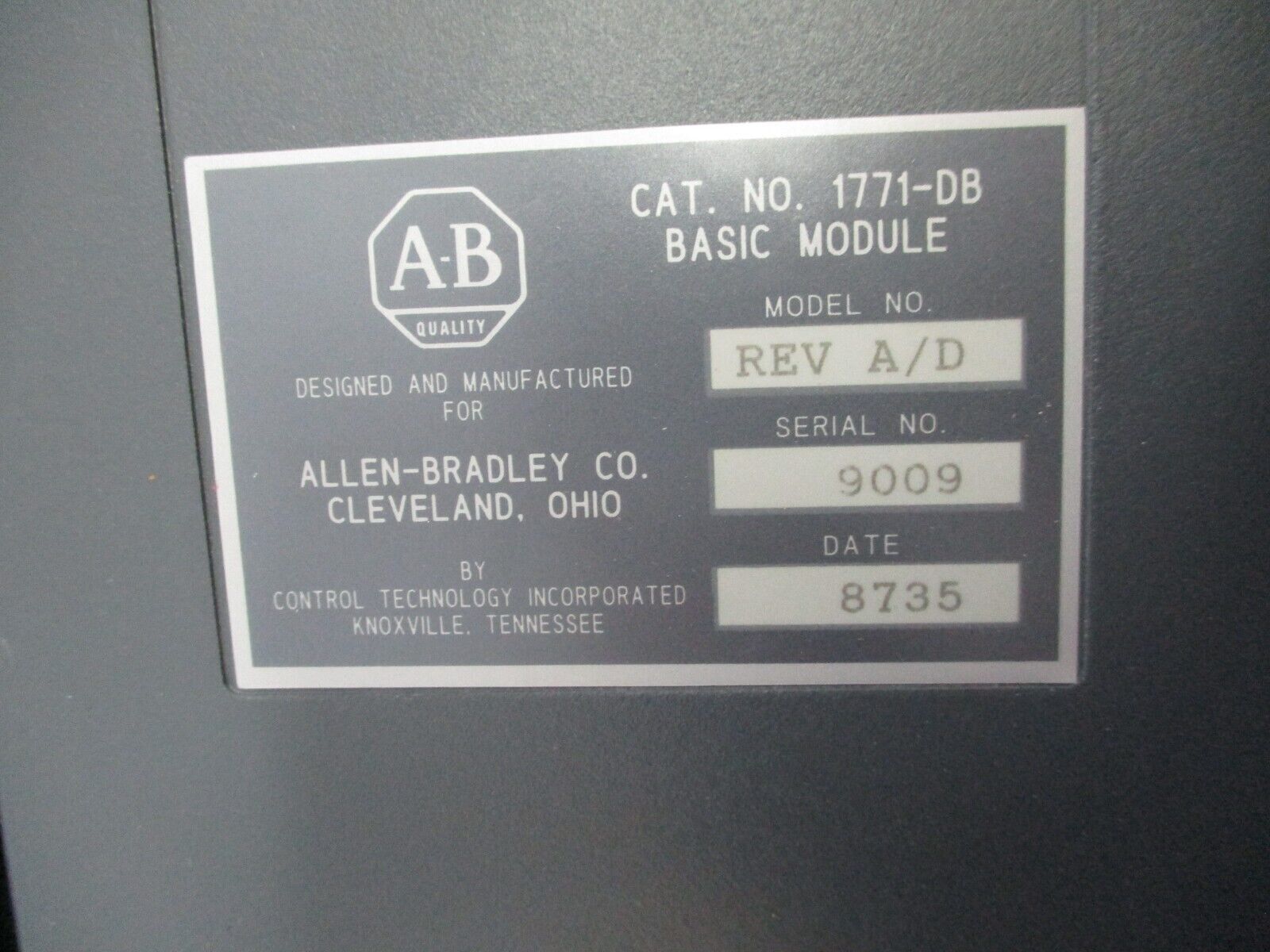Allen-Bradley Basic Module 1771-DB Rev. A/D Used
