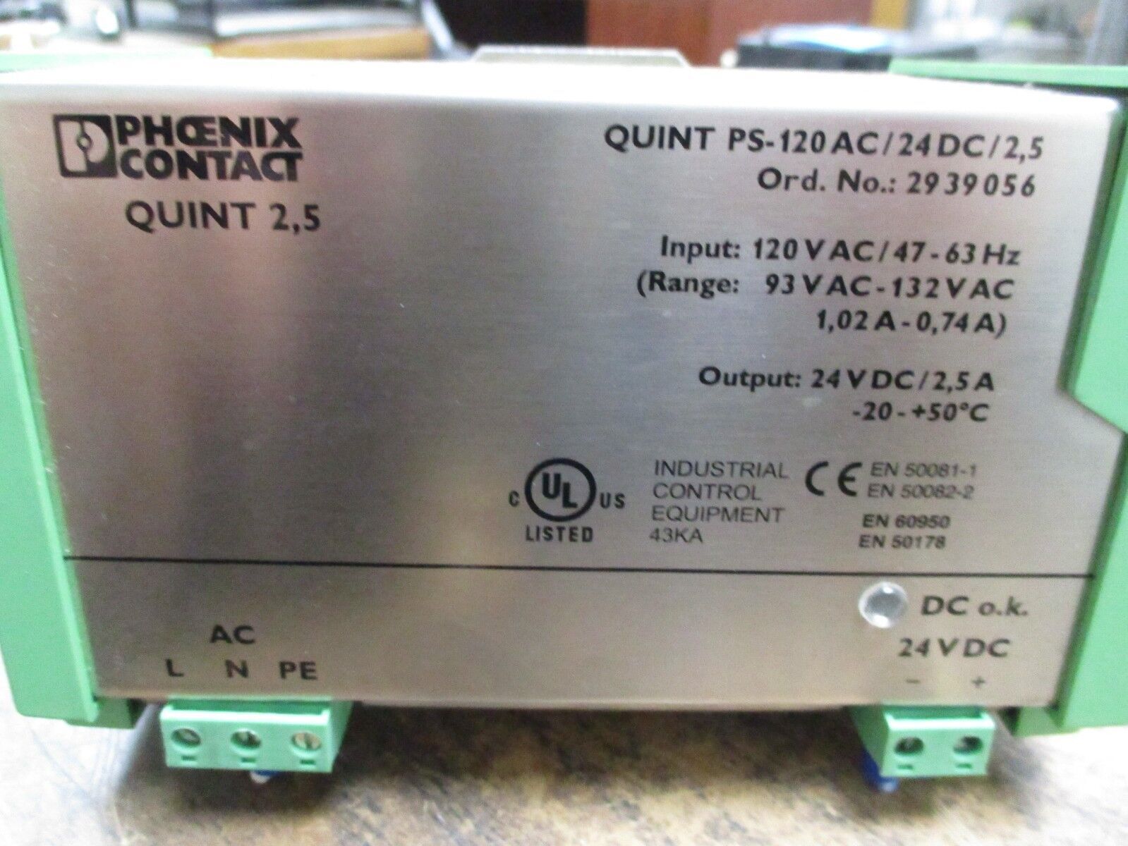 Phoenix Contact Quint 2,5 Power Supply QUINT PS-120AC/24DC/2,5 Used