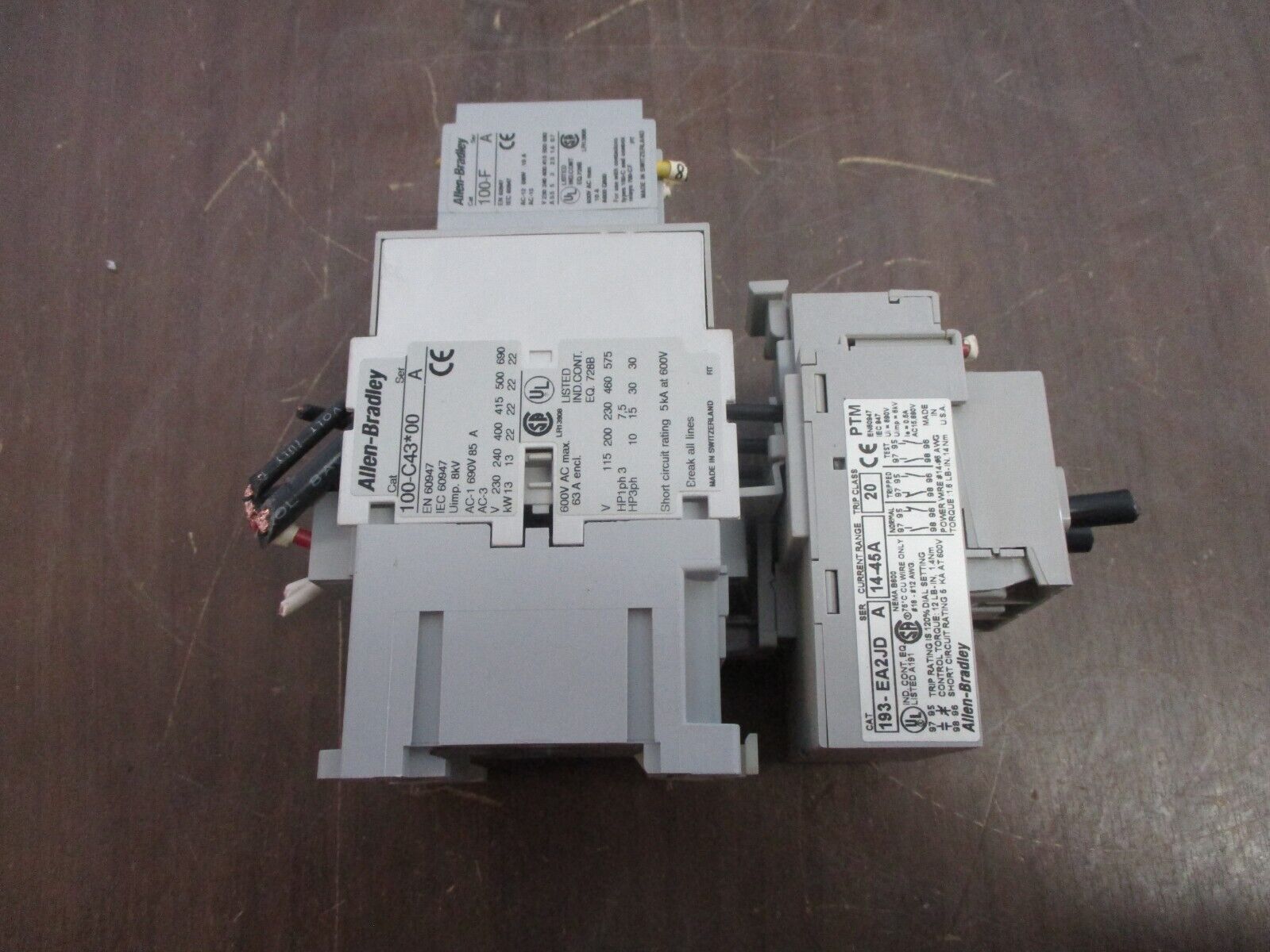Allen-Bradley Starter 100-C43*00/193-EA2JD 120V Coil Trip: 14-45A w/ Aux Contact