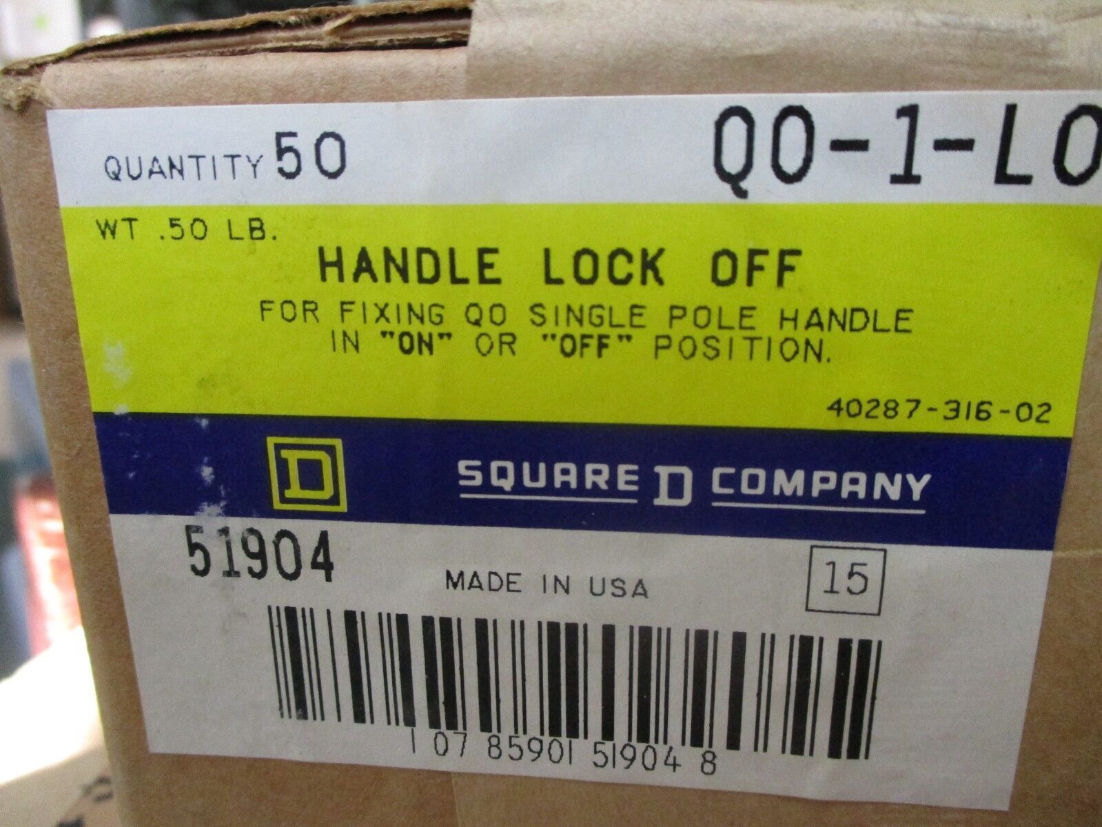 Square D Handle Lock Off QO 1 LO "Box of 32" New Surplus