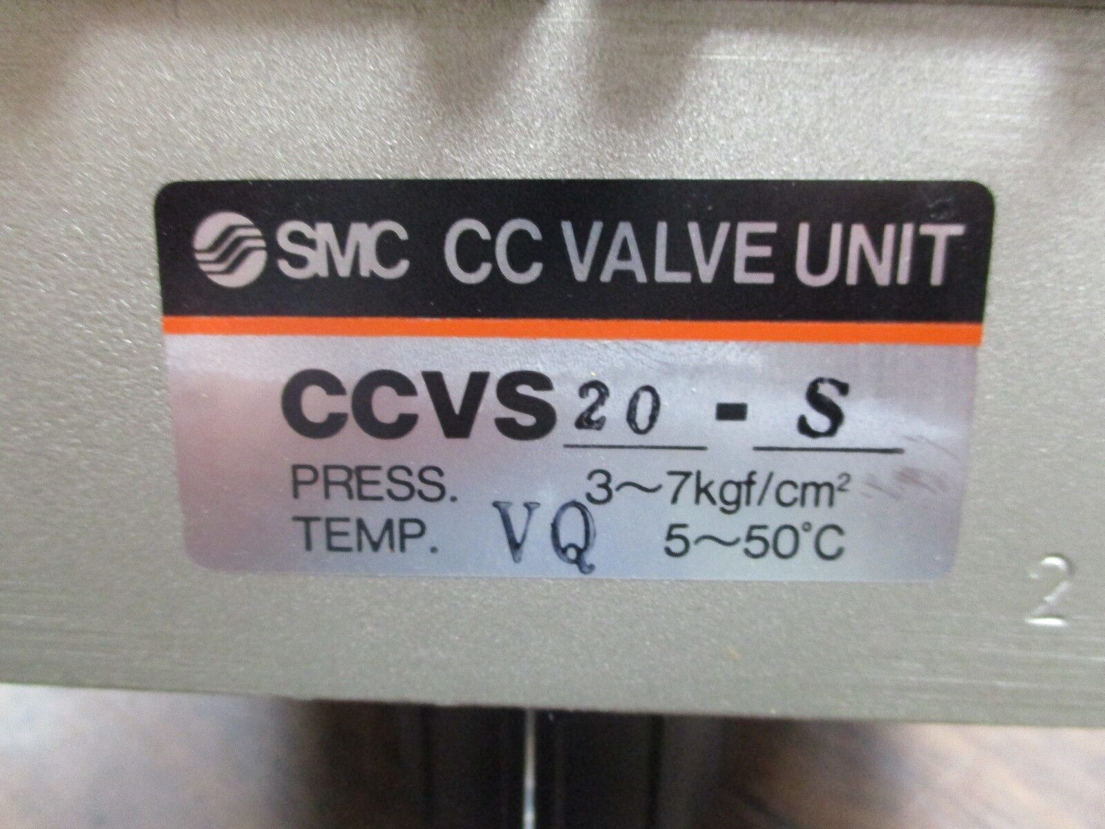 SMC CC Valve Unit CCVS 20-S 3-7 kgf/cm² 5-50°C Used