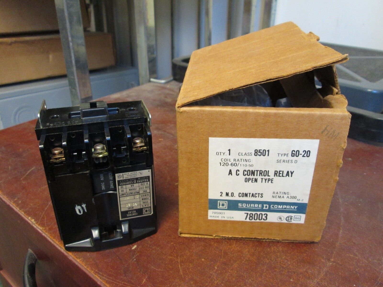 Square D AC Control Relay 8501 G0-20 120V Coil 2 N.O. Contacts nema A300