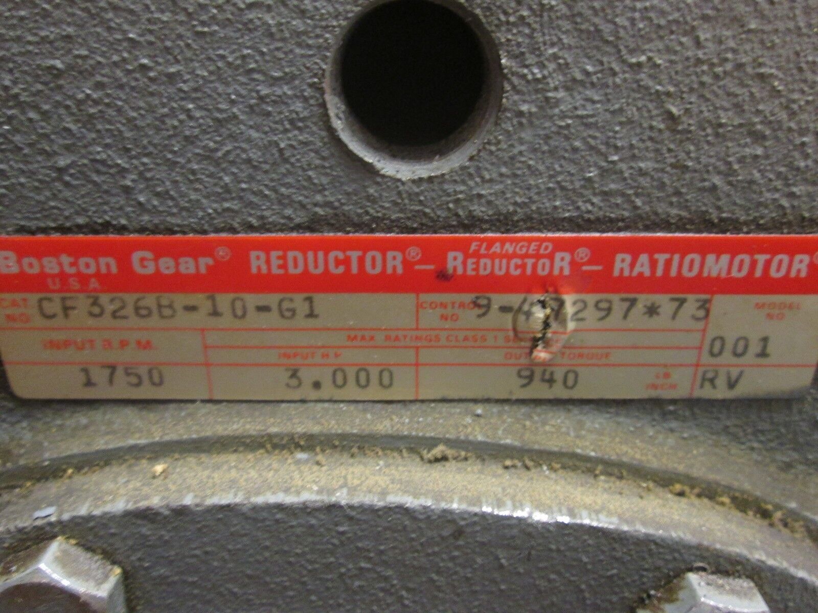 Boston Gear Reductor CF326B-10-G1 , 3 HP In, 940 In LB Torque Out, Used