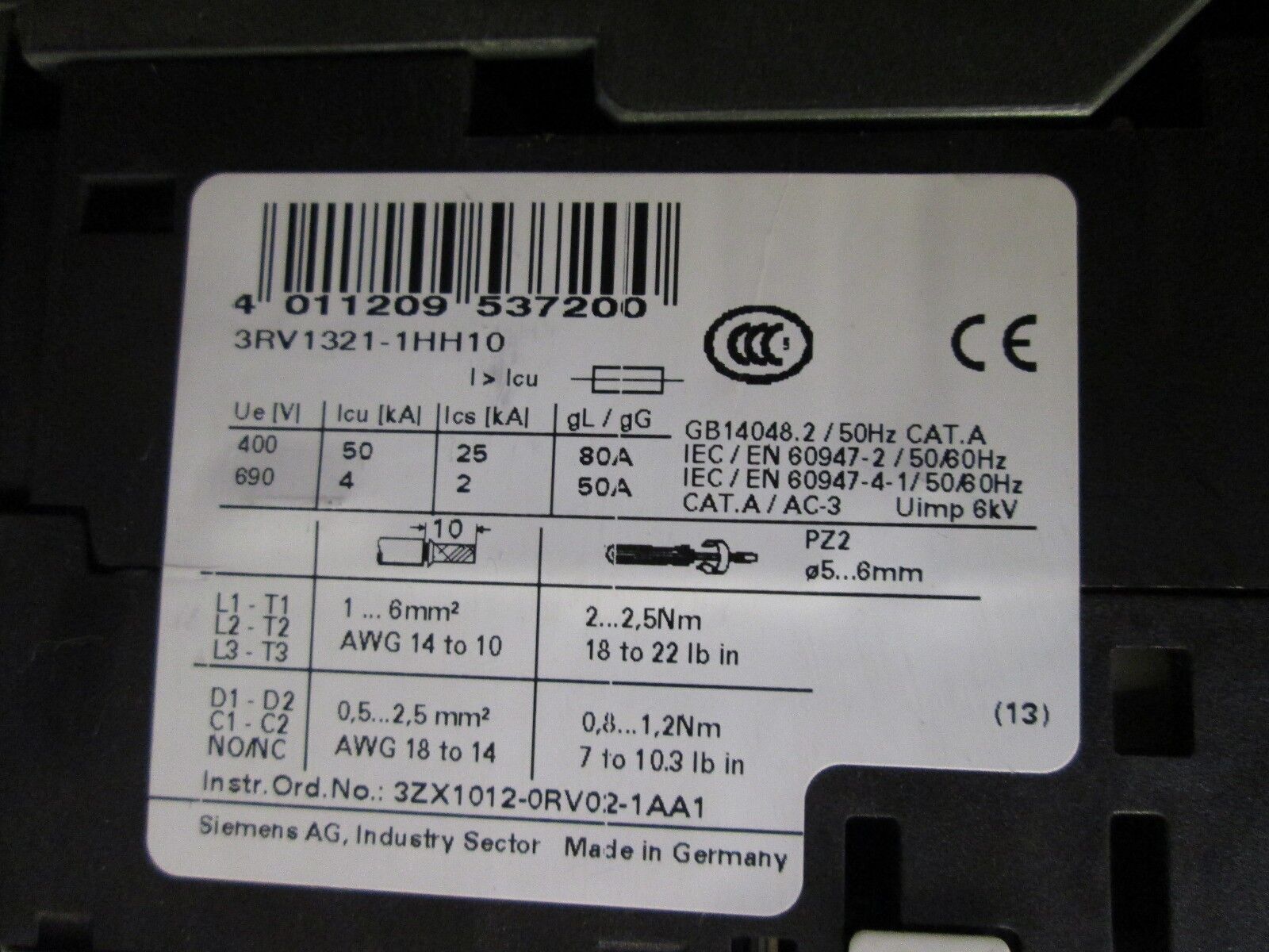 Siemens Sirius Starter 3RK1301-0BB10-0AA4 2.4-8A DS1E-XHF Used