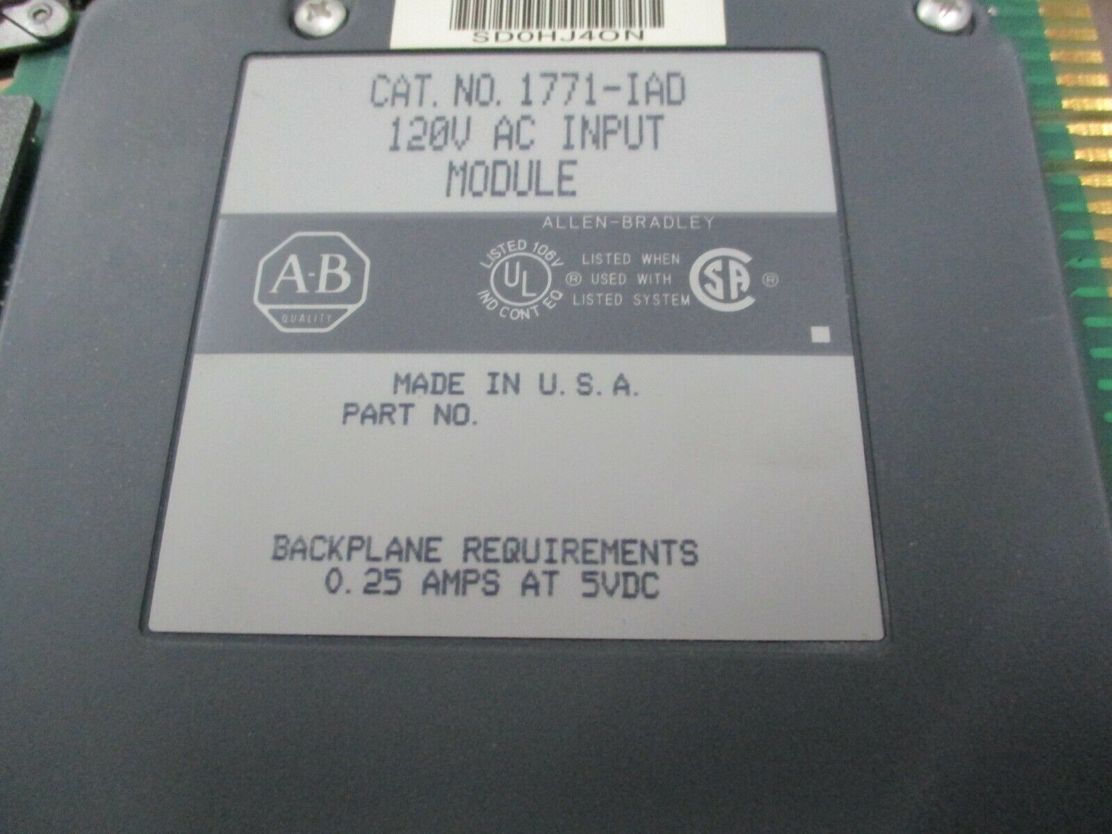 Allen-Bradley AC Input Module 1771-IAD 120V Used