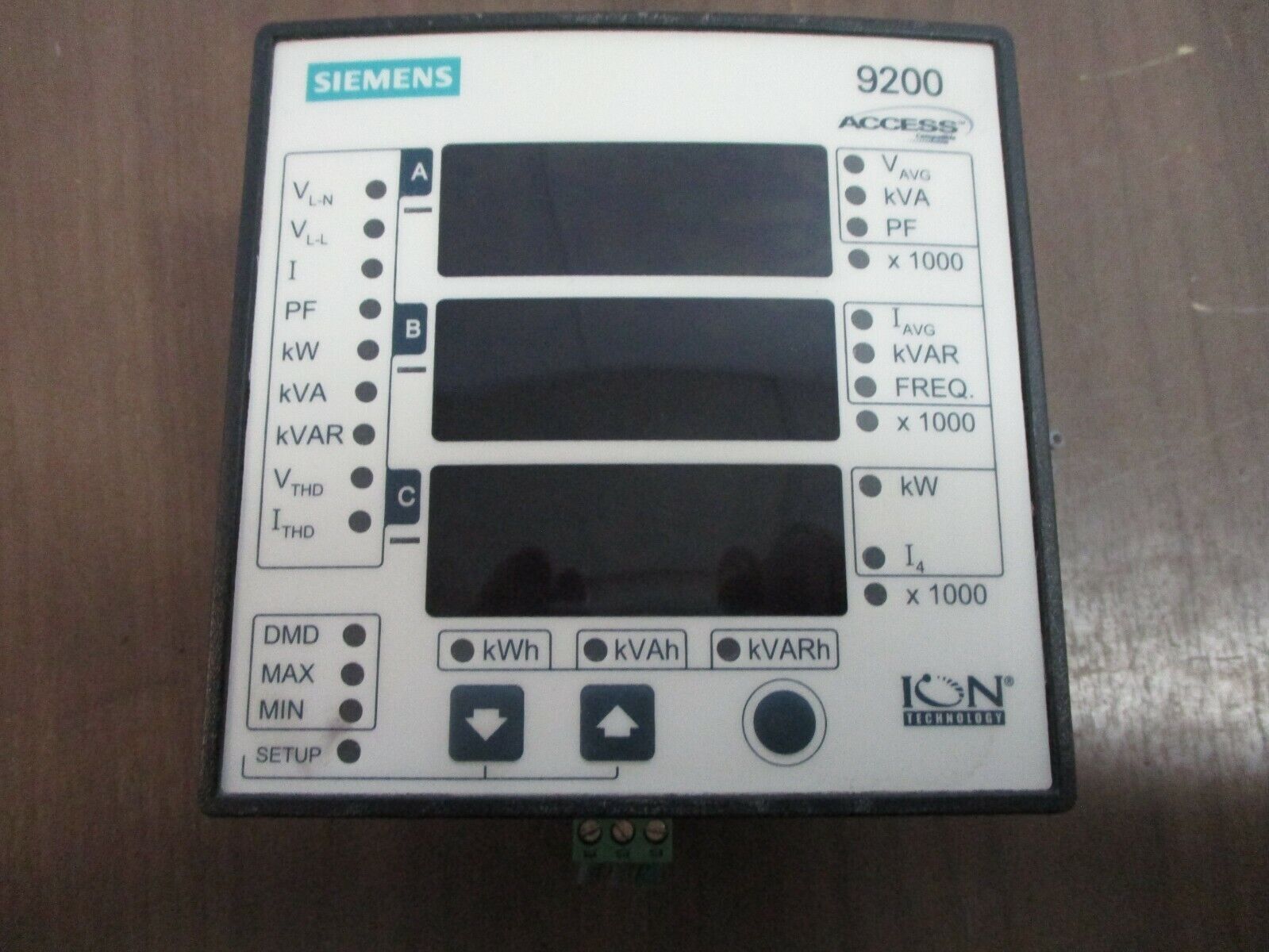 Siemens Ion Power Meter 9200 400V L-N, 690V L-L 3Ph 10A Access Compatible Used