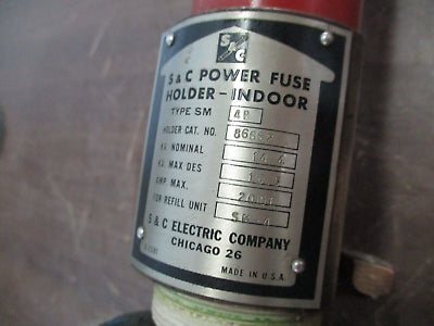S&C Type SM-4B Medium Voltage Fuse 86662 14.4KV 200E Max 150E Refill Used