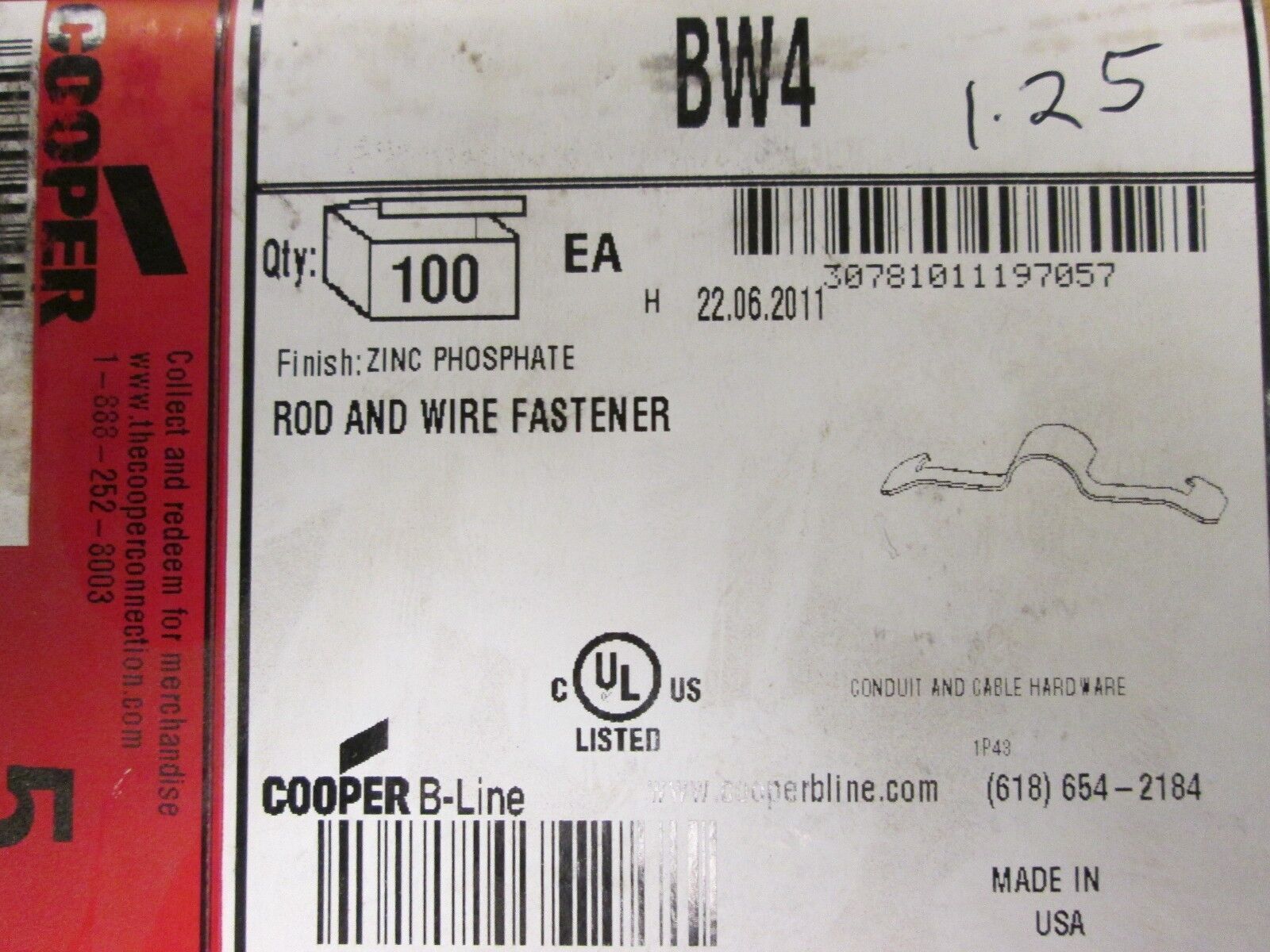 Cooper Wing Clip BW4 Box of 100 Pcs New Surplus