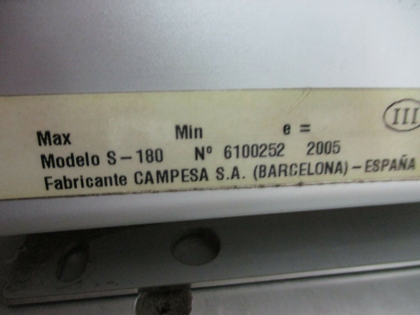 Campesa S.A. Digital Scale S-180 9-12VDC 500mA Used