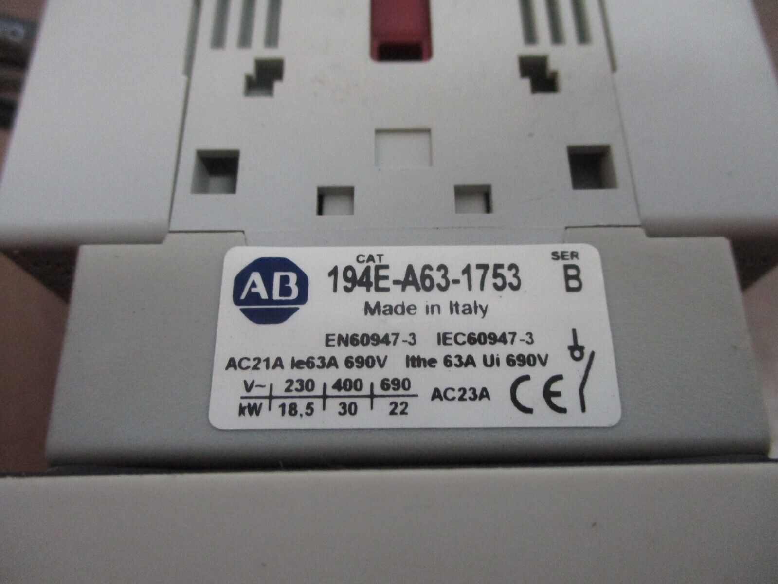 Allen-Bradley Disconnect Switch 194E-A63-1753 Ser. B 63A 600V Used