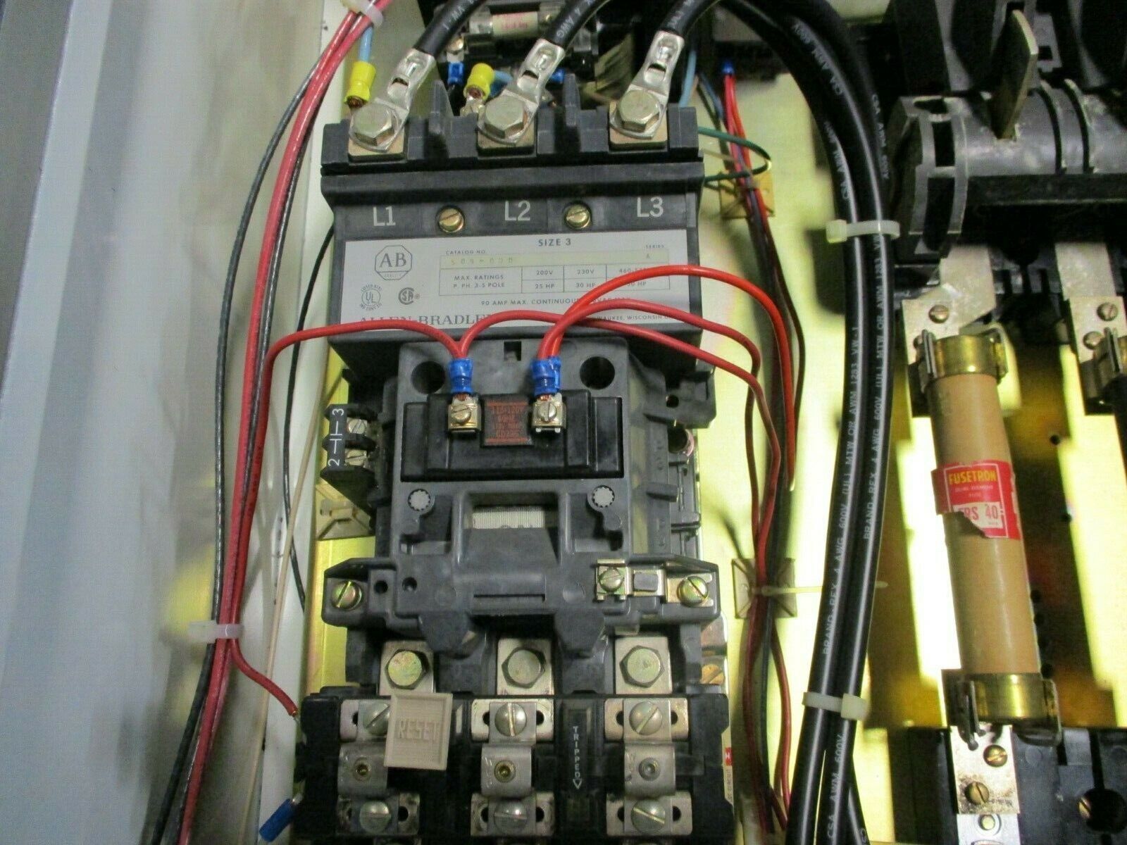Allen-Bradley Fusible Size 3 Combination 509-DOD 115-120V Coil 90A 600V Used