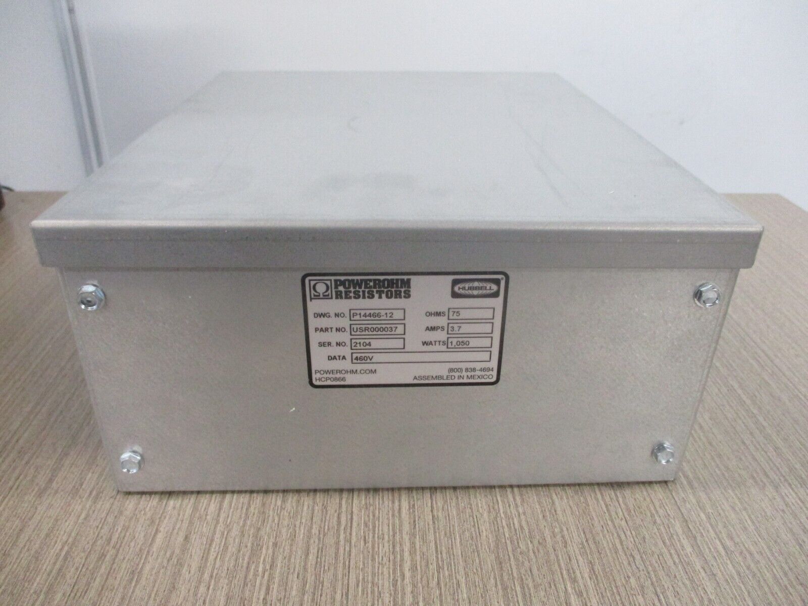 Powerohm Braking Resistor USR000037 75 ohm 1050W 3.74A New Surplus