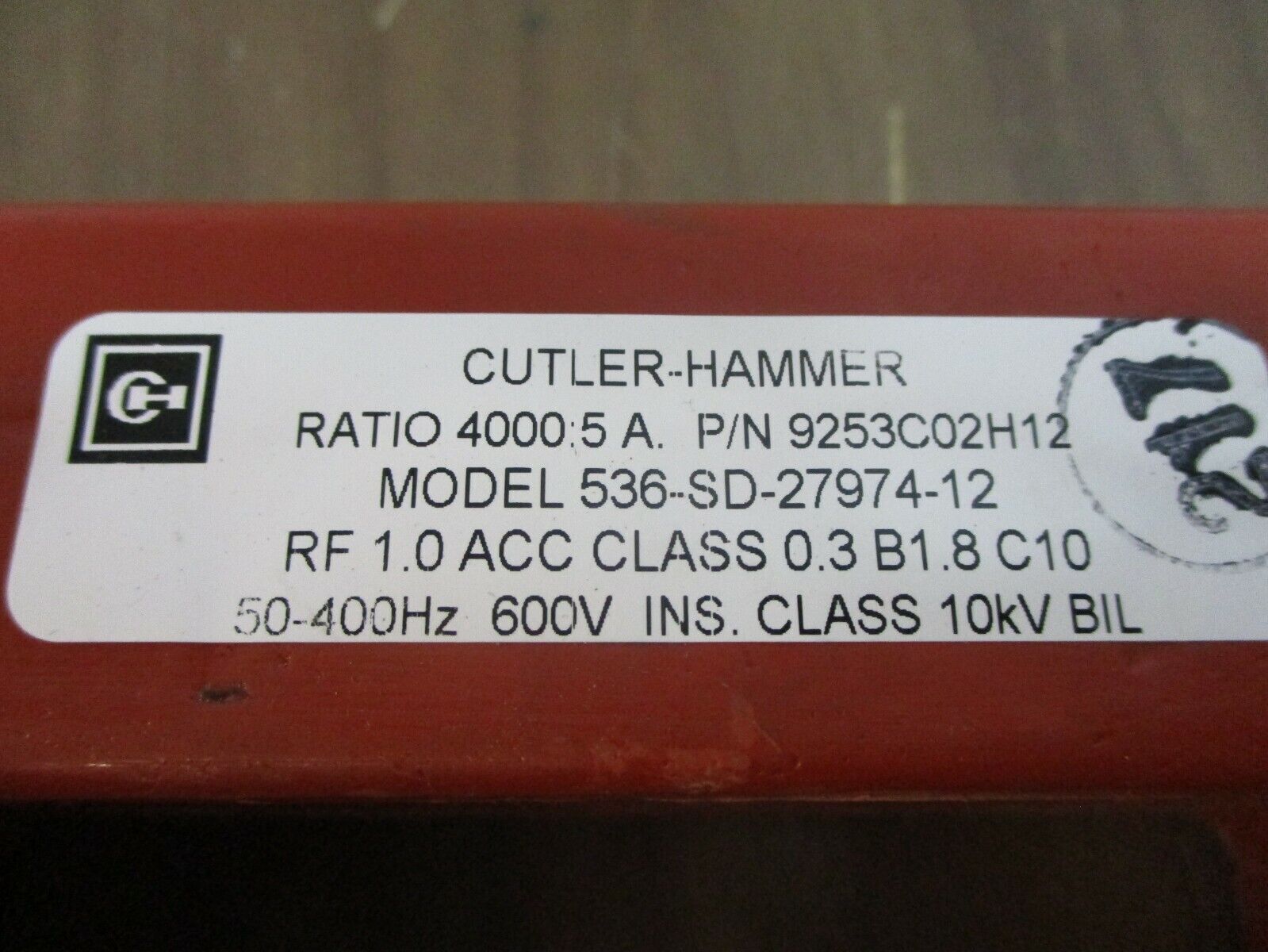 Cutler-Hammer Current Sensor 9253C02H12 Model#: 536-SD-27974-12 Ratio 4000:5A