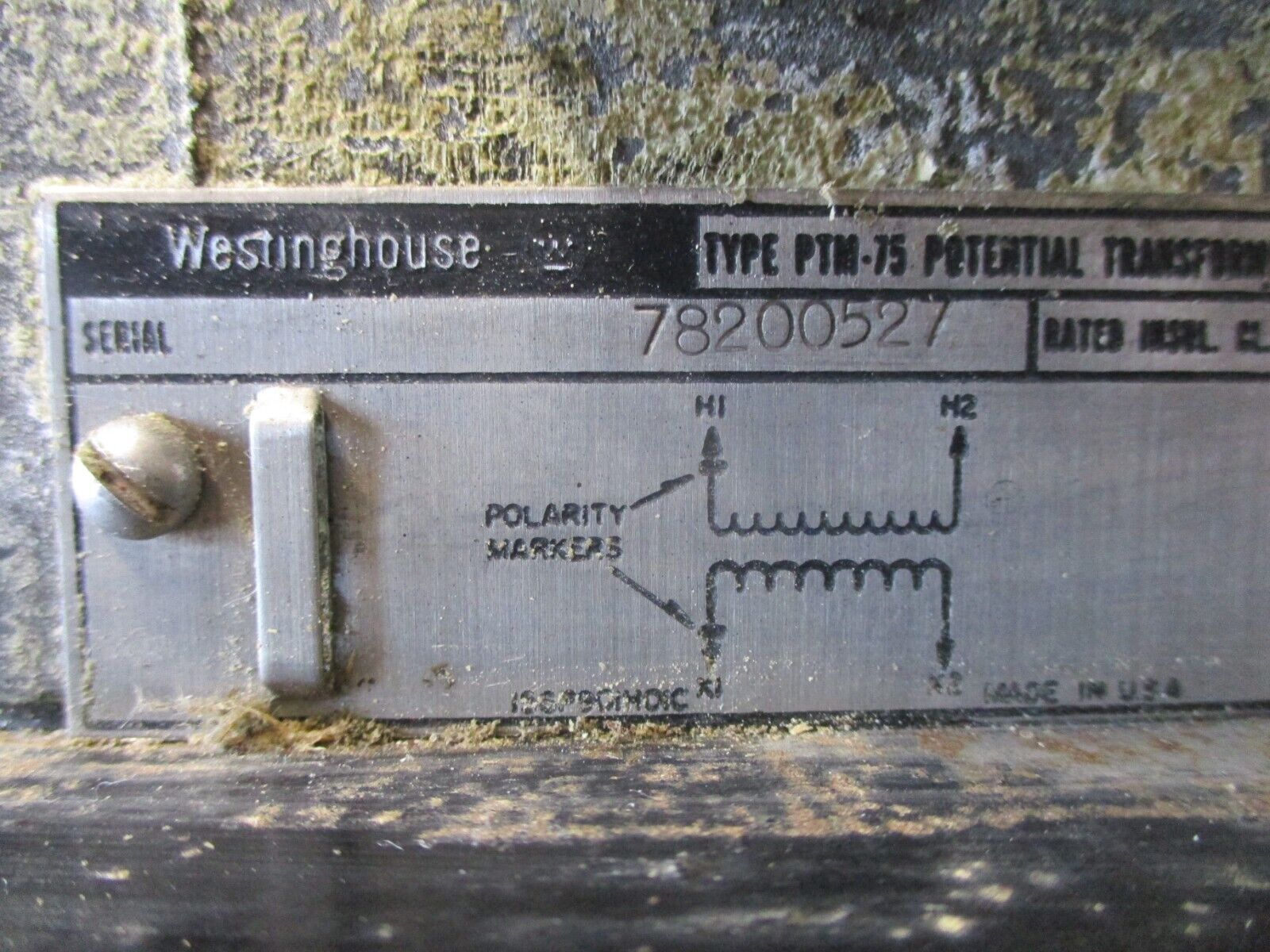 Westinghouse Type PTM-75 Potential Transformer 600A309G04 Pri"7200y/7200V Used.