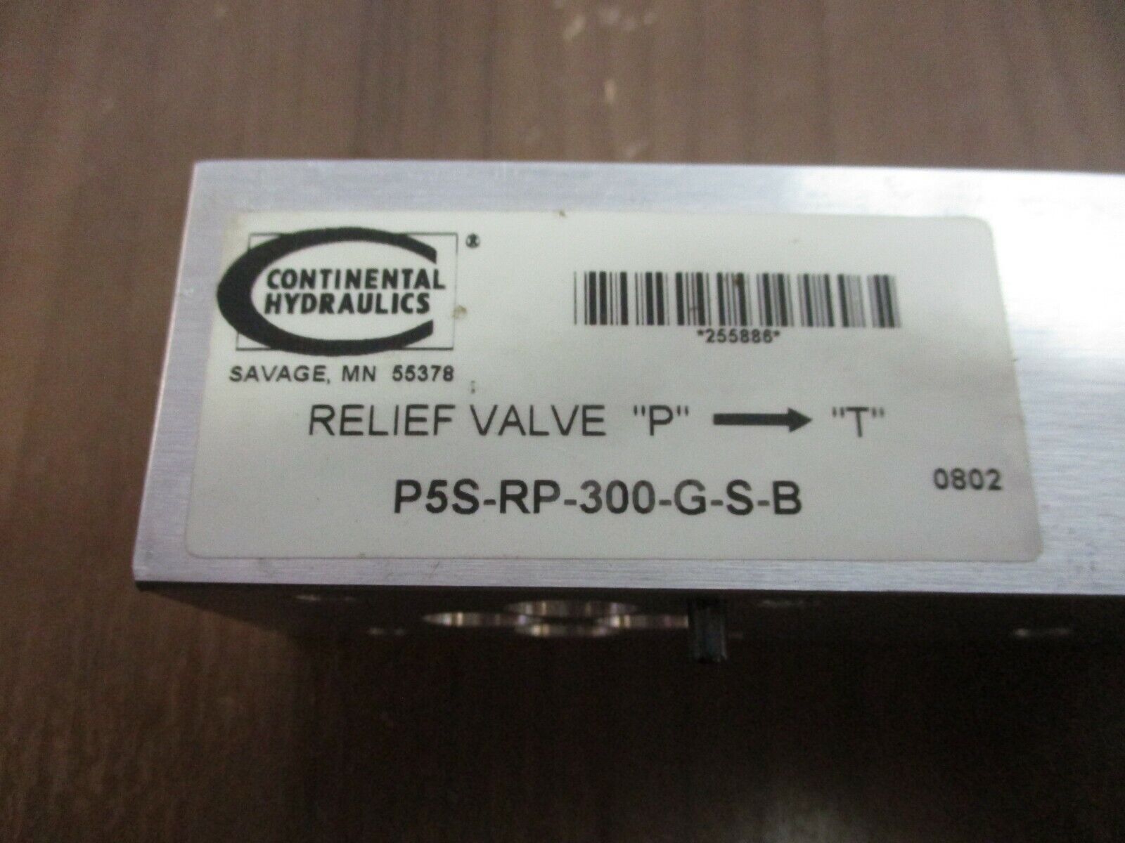 Continental Hydraulics Relief Valve P5S-RP-300-G-S-B "P" to "T" Used