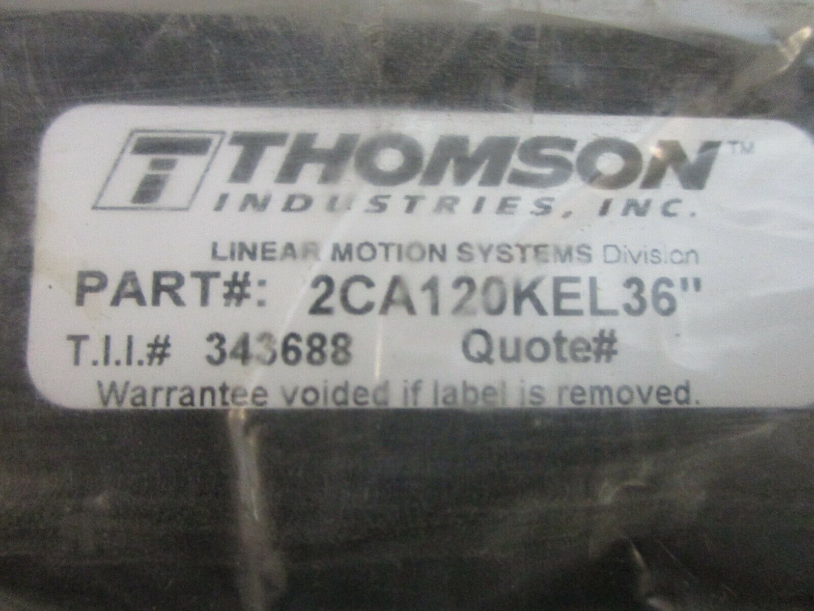 Thomson Quickslide Linear Motion System 2CA120KEL36" Length: 36" Used