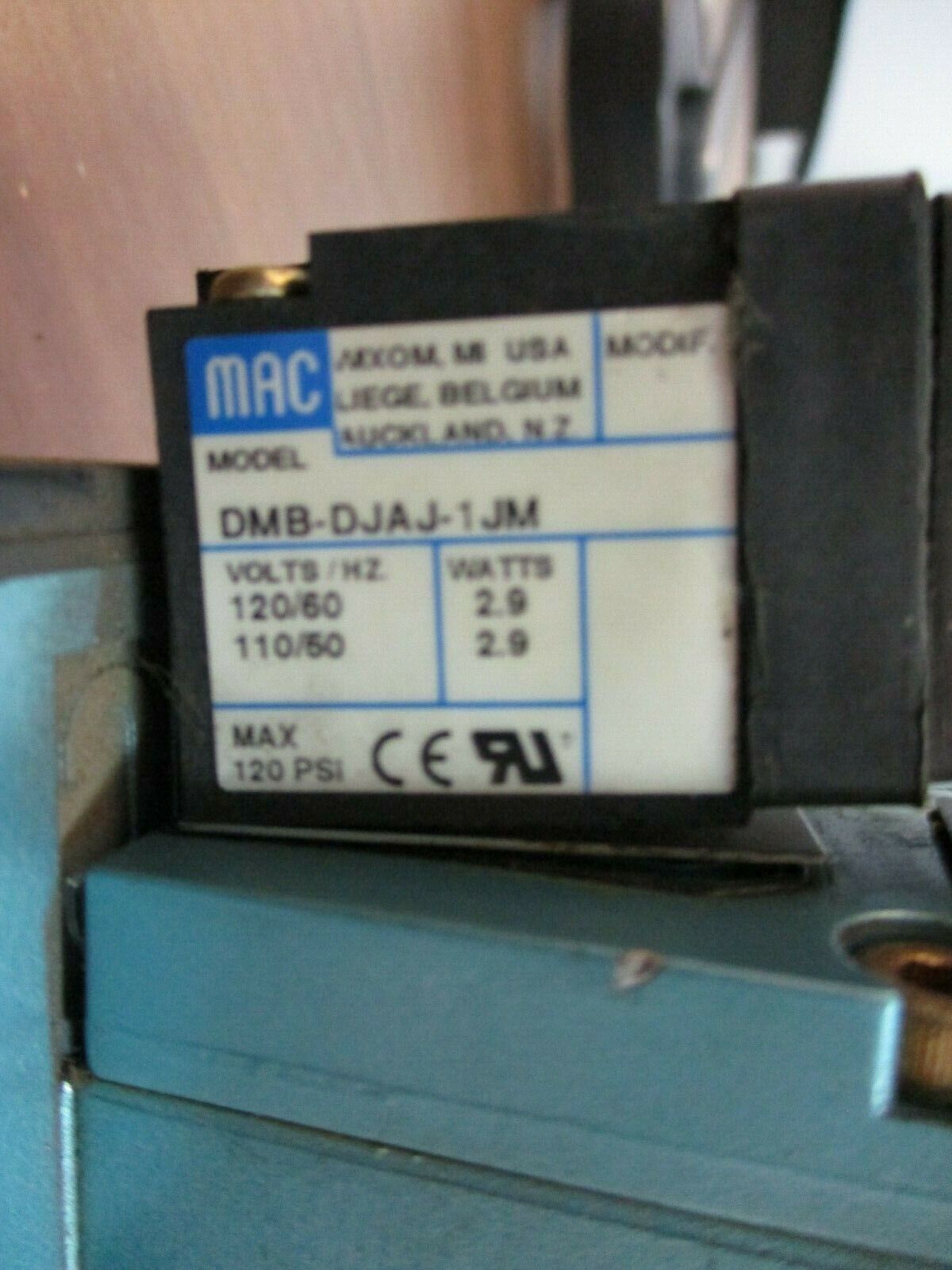 Mac Solenoid Valve 93A-ABA-CAG-DM-DJAJ-1JM 20-120 PSI Used