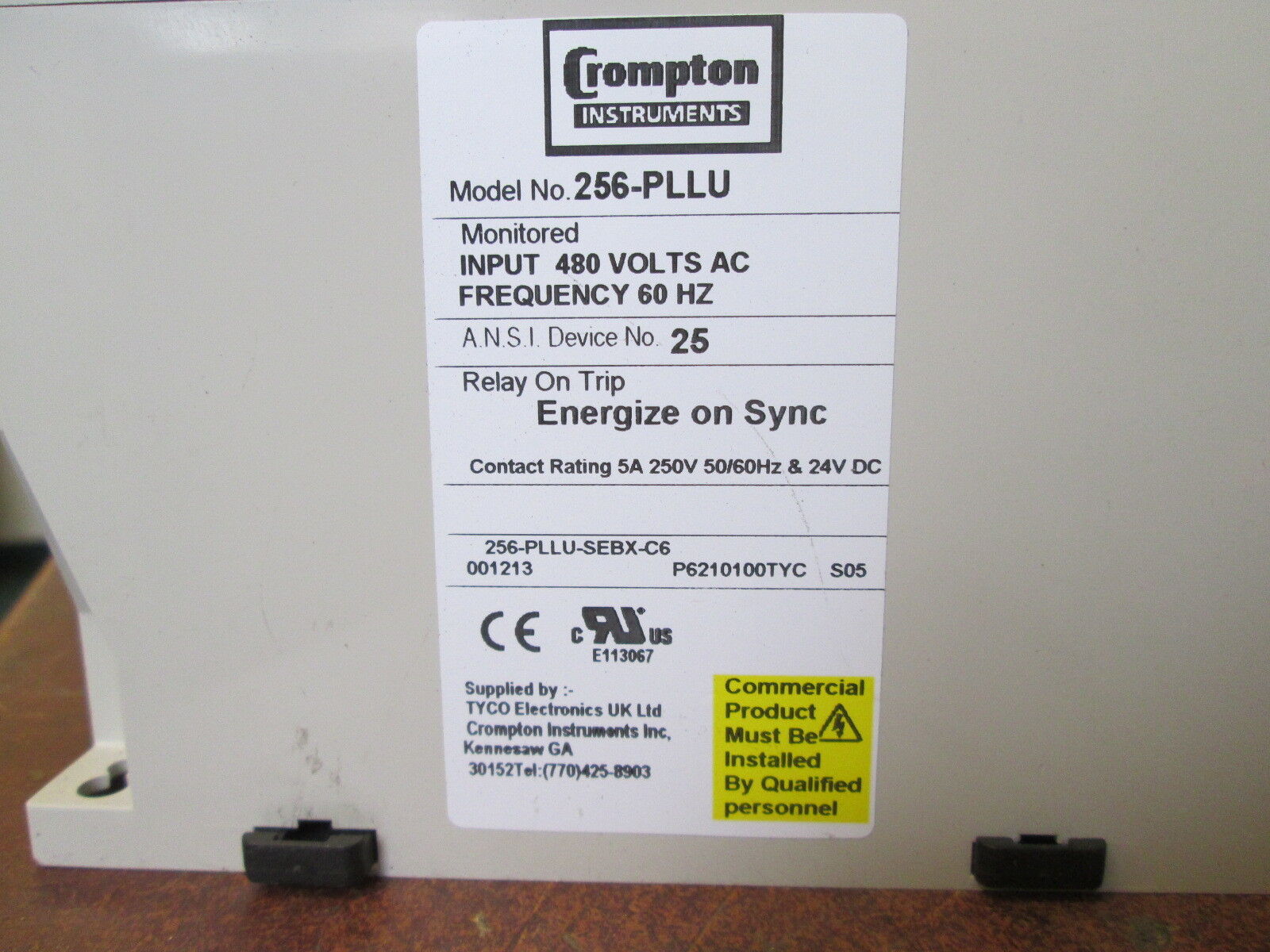 Crompton Protector Relay 256-PLLU 480V 60Hz Used