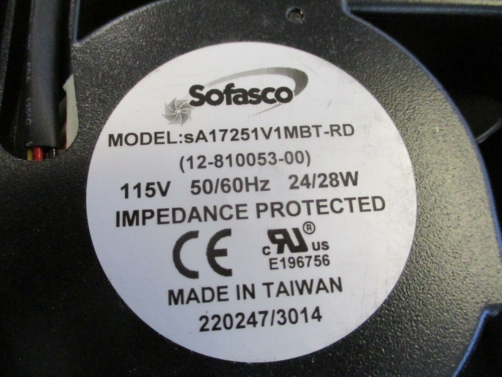 Sofasco Axial Fan sA17251V1MBT-RD 115V 50/60Hz 24/28W Used