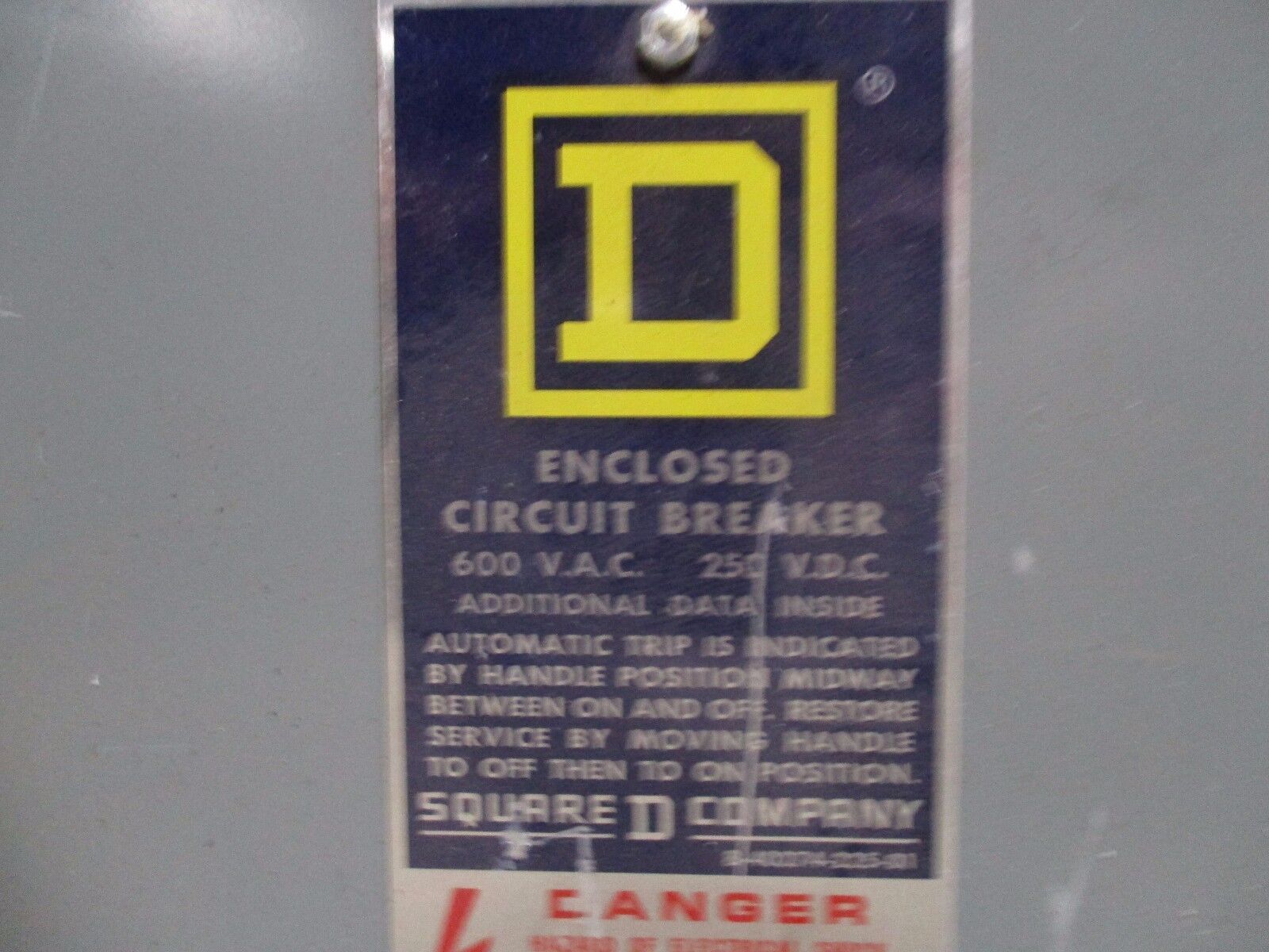 Square D Circuit Breaker Enclosure FA-100-S 100A 600V Used