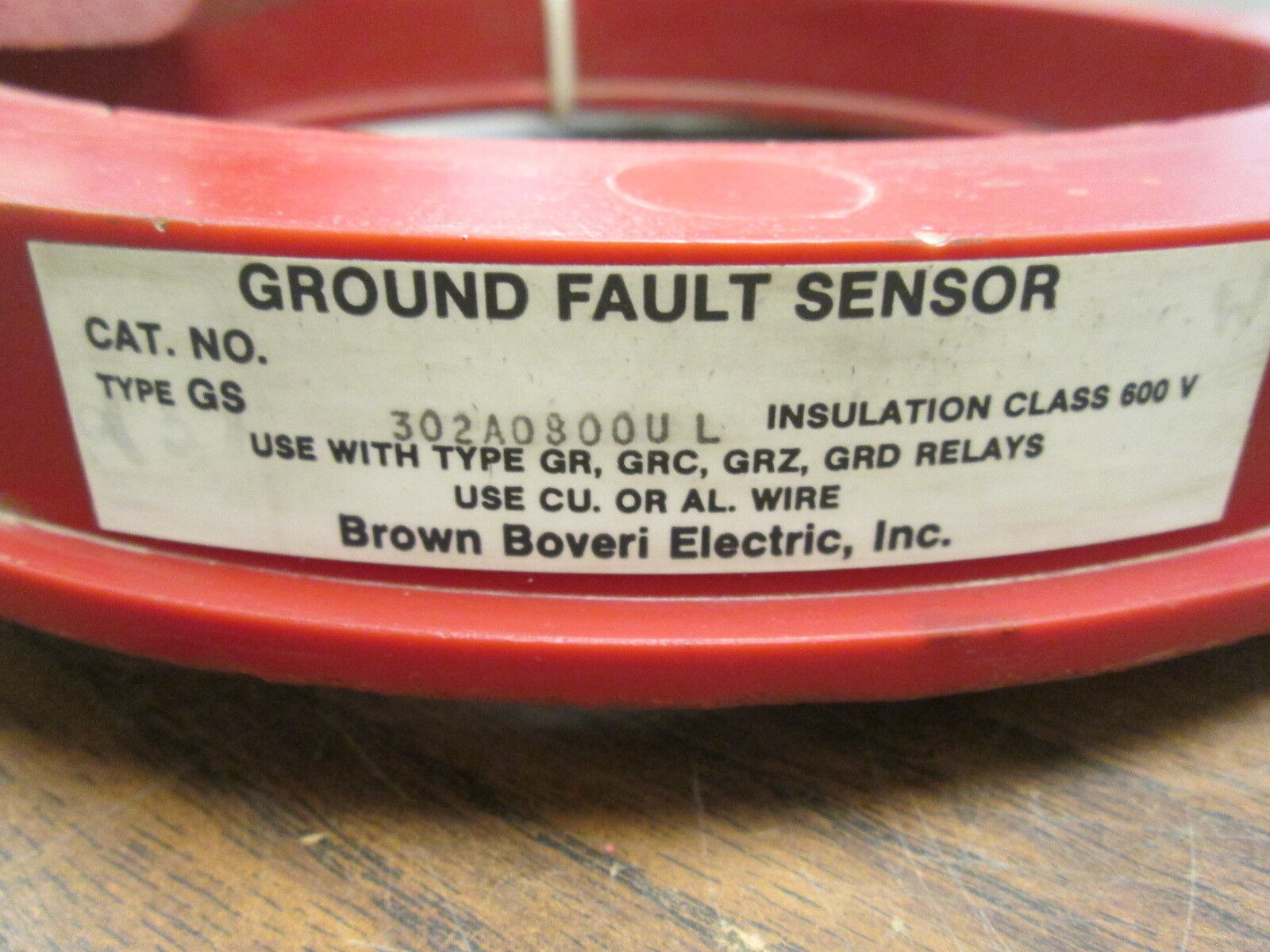 Brown Boveri Electric Type GS Ground Fault Sensor 302A0800UL Used