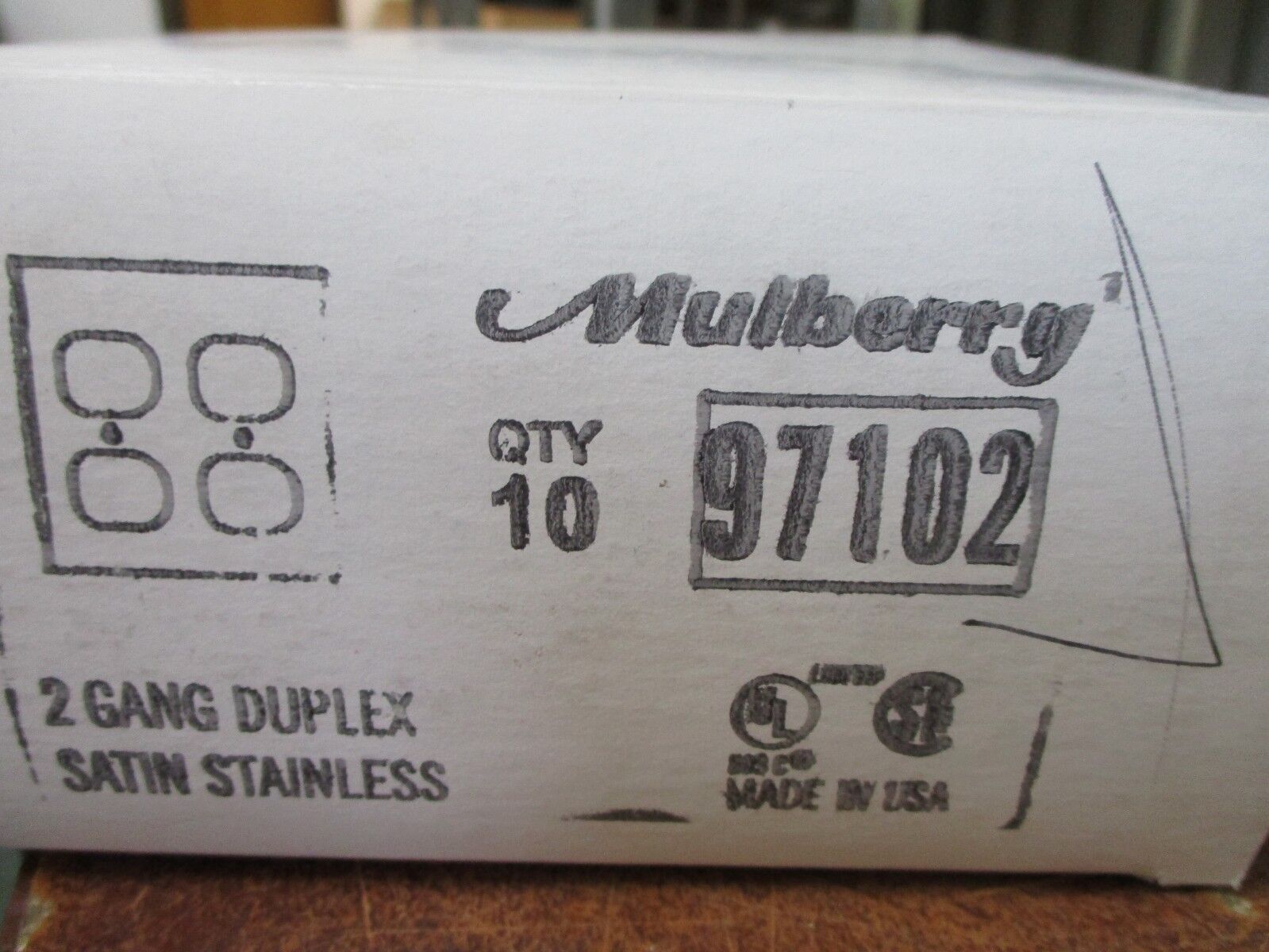 Mulberry 2-Garg Duplex Satin Stainless Receptacle Cover 97102 *Boz of 10*