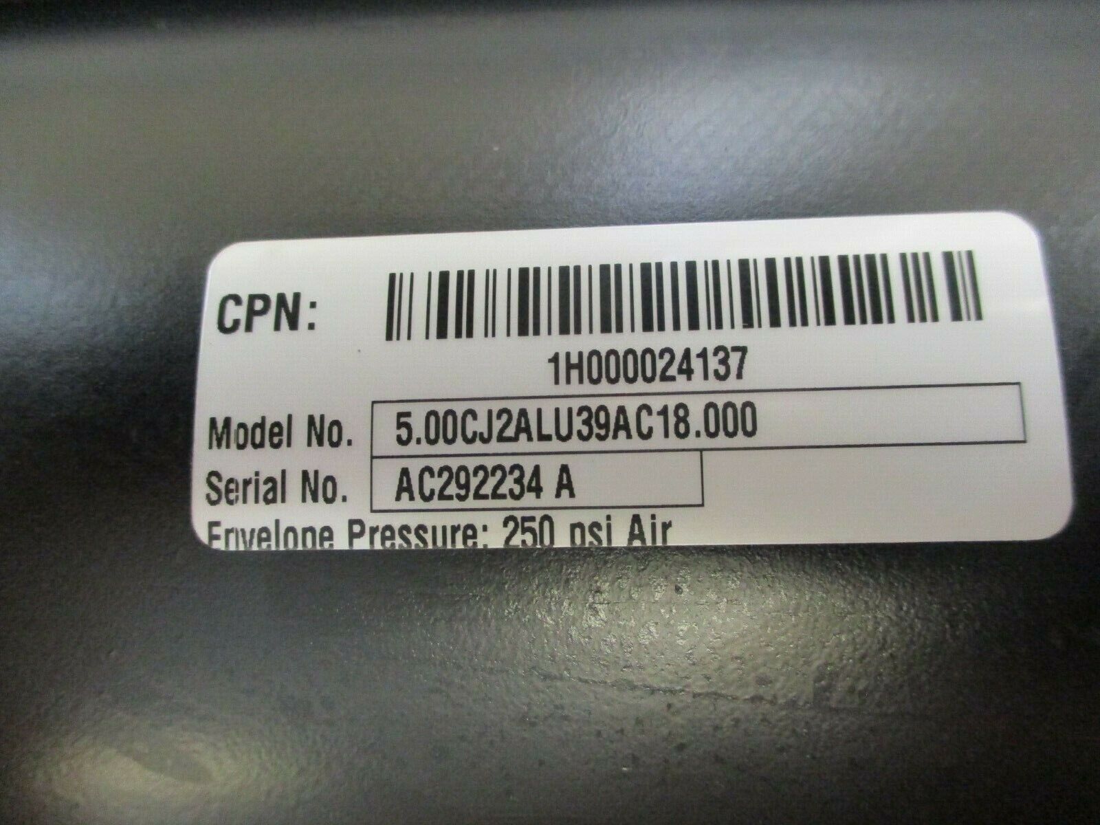 Parker Air Cylinder 5.00CJ2ALU39AC18.000 250PSI Used