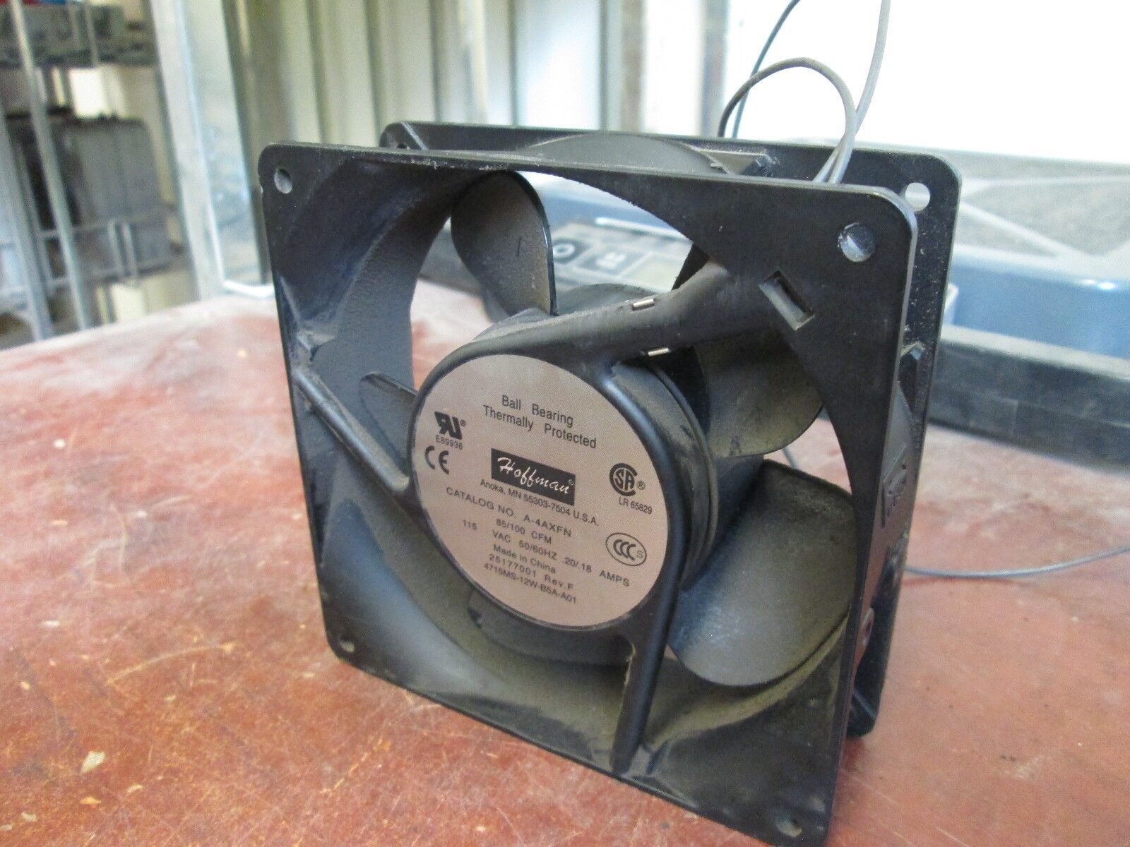 Hoffman Thermally Protected Fan A-4AXFN 85/100 CFM 115VAC 50/60Hz .20/.18A Used
