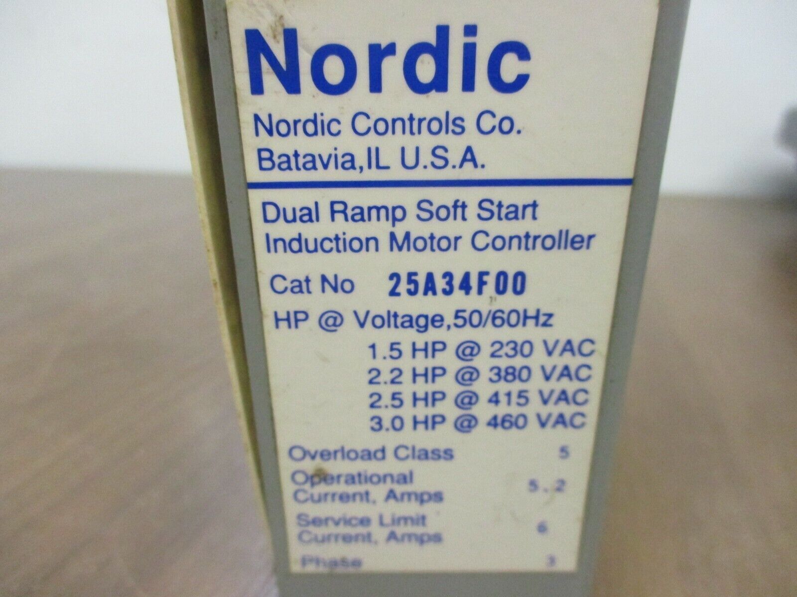 Nordic Dual Ramp Soft Start 25A34F00 3Ph 460V Used
