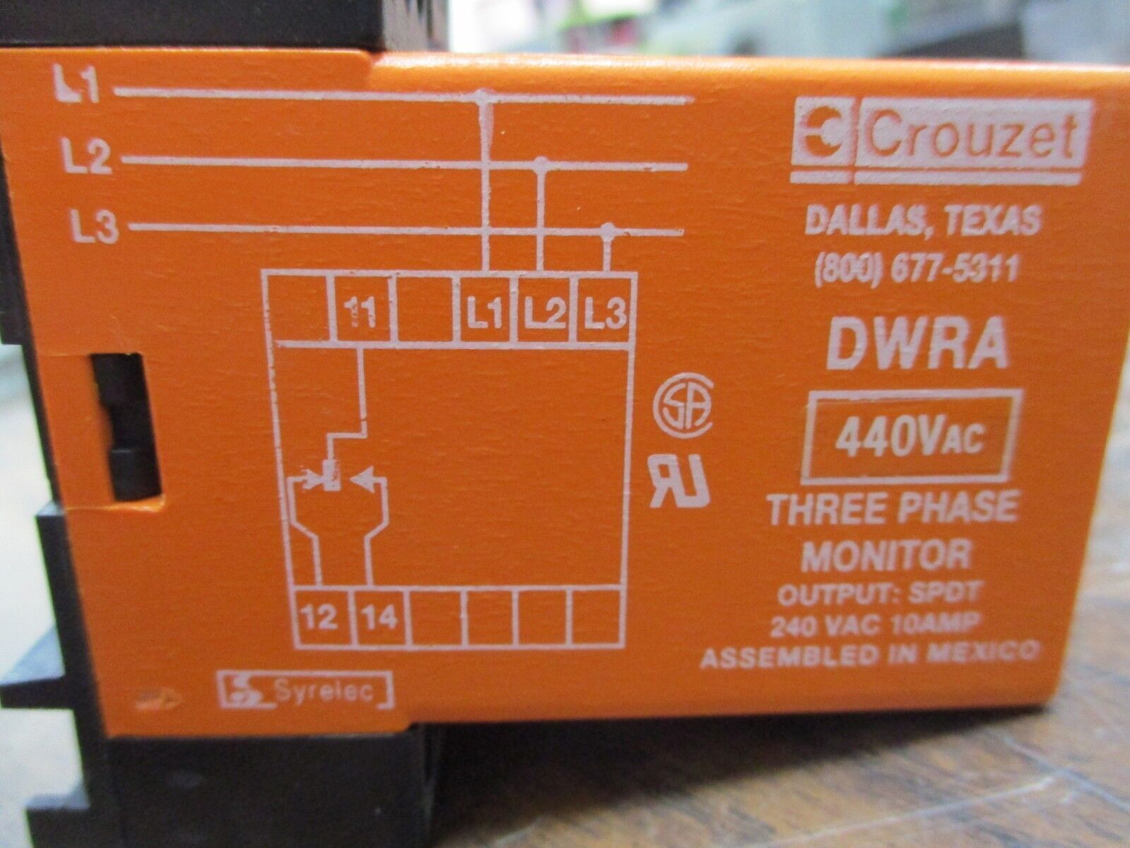 Crouzet 3 Phase Monitor DWRA 440A 440VAC Output: SPDT 240VAC 10A Used
