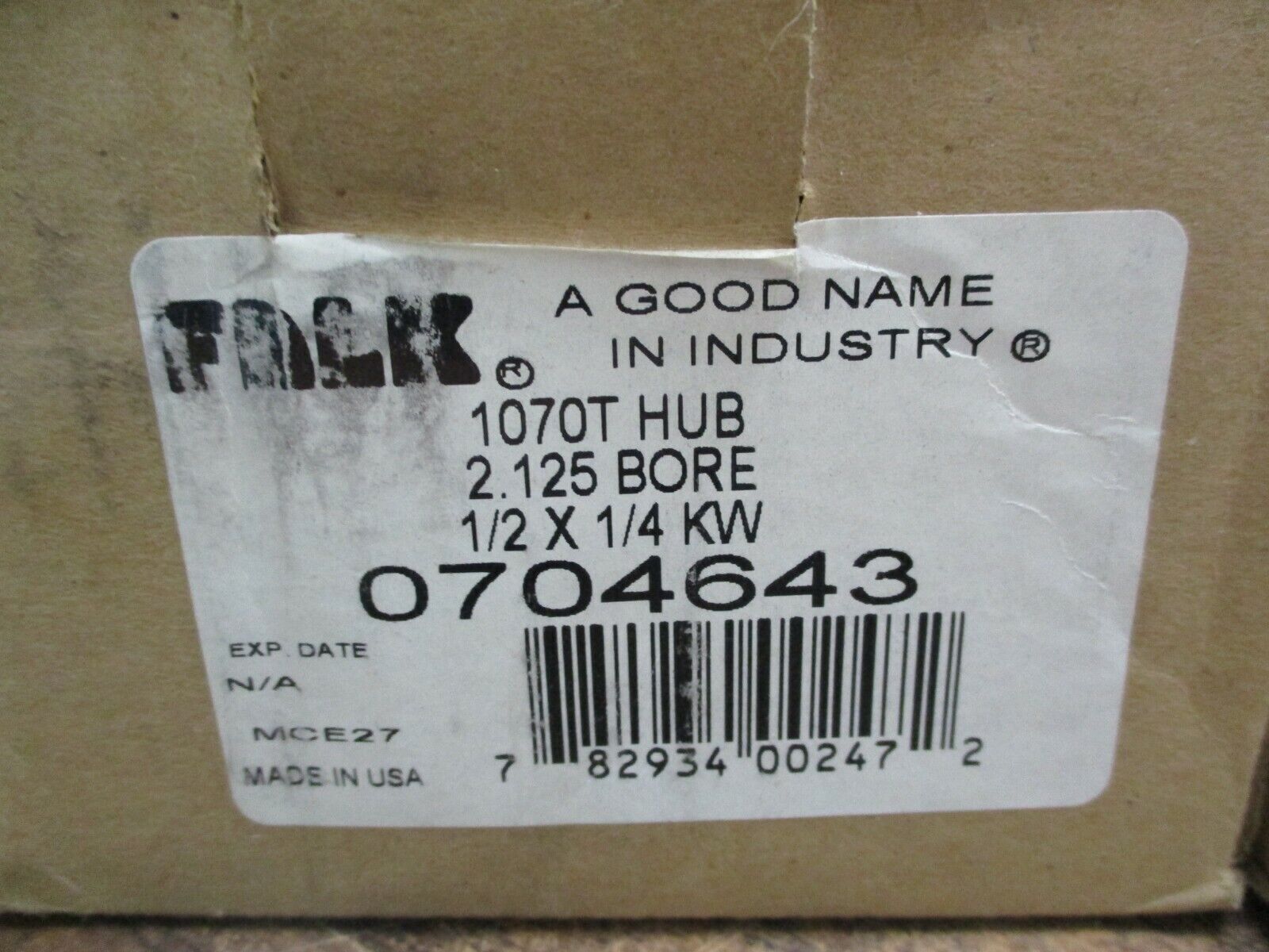 Falk 1070T Hub 0704643 2.125 Bore 1/2 x 1/4KW New Surplus