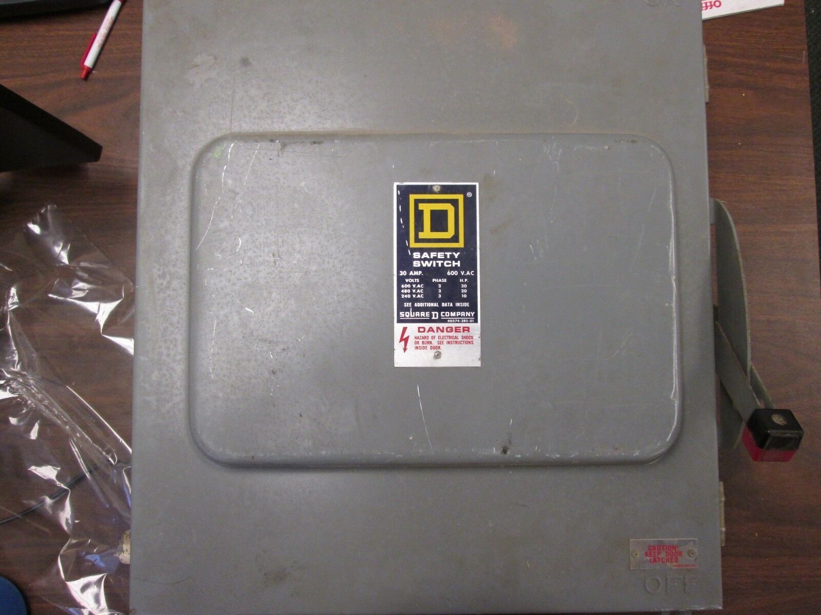 Square D Non-Fusible Safety Switch HU661RWK 30A 600V 6P Used