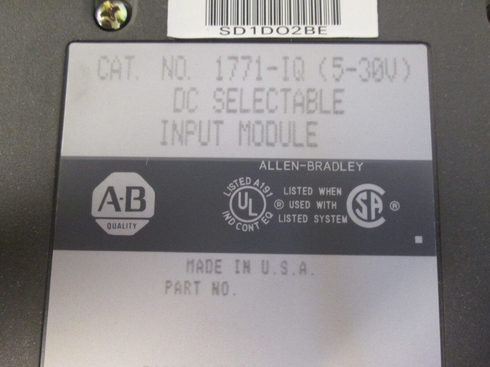 Allen-Bradley DC Selectable Input Module 1771-IQ 5-30V 150mA@5VDC Used