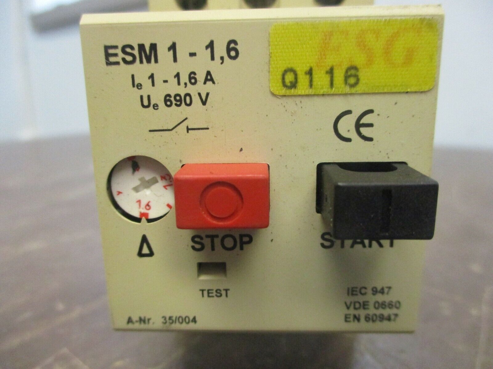 ESG Manual Starter ESM 1-1,6 Trip: 1-1.6A Used