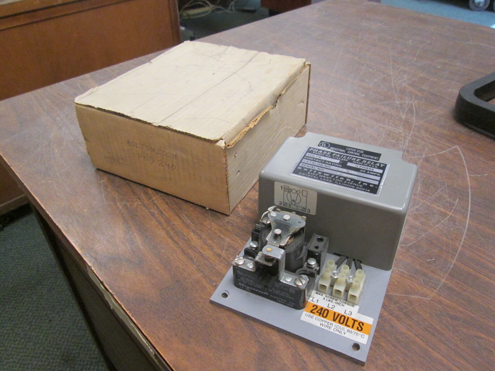 Boltswitch Phase Failure Relay PND-240 25A 240V 3Ph New Surplus