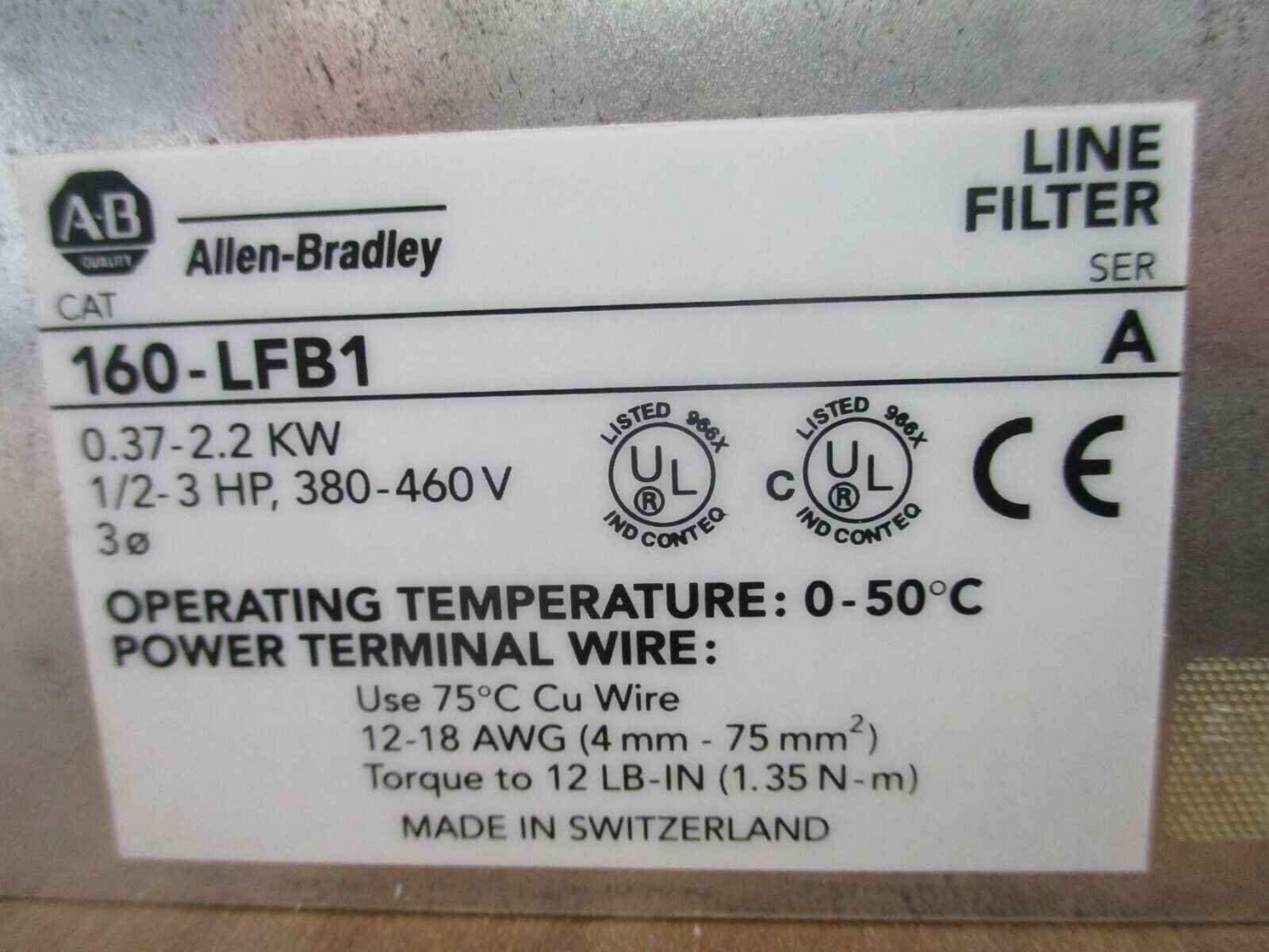 Allen-Bradley Preset Speed Controller w/ Line Filter 160-BA04NPS1 Ser. C 2HP