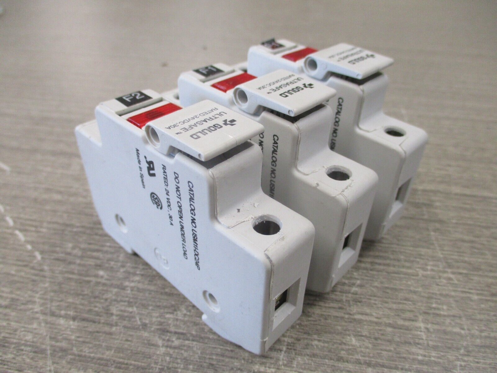 Gould Ultrasafe Fuseholder USM1I-DC24P 30A 24VDC 1P *Lot of 3* Used