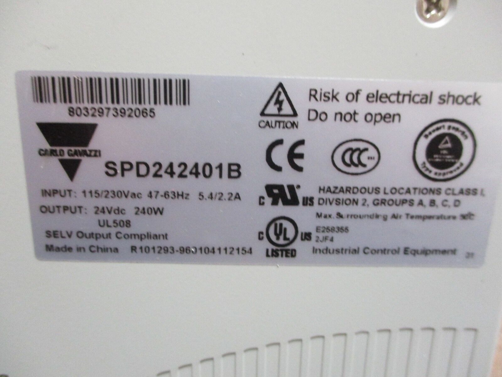 Carlo Gavazzi AC/DC Converter SPD242401B Input: 115/230VAC 47-63Hz 5.4/2.2A Used