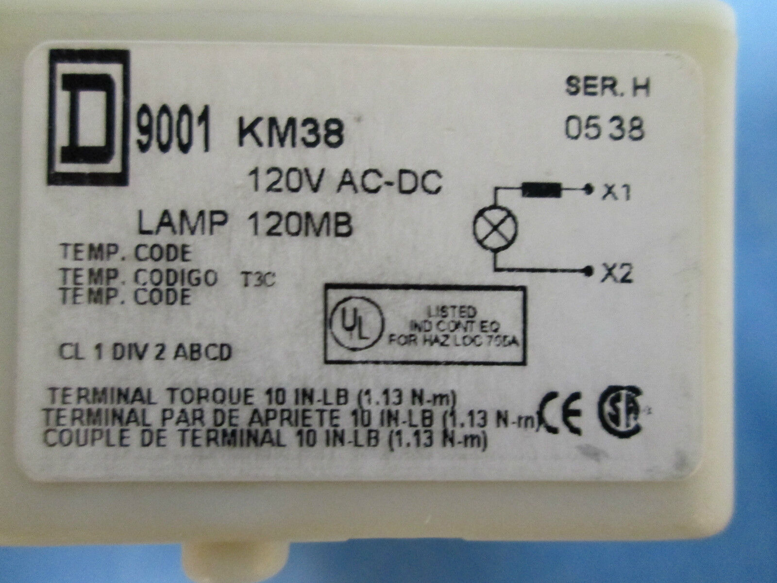 Square D Pilot Light Series H 9001SKP38G31 New Surplus